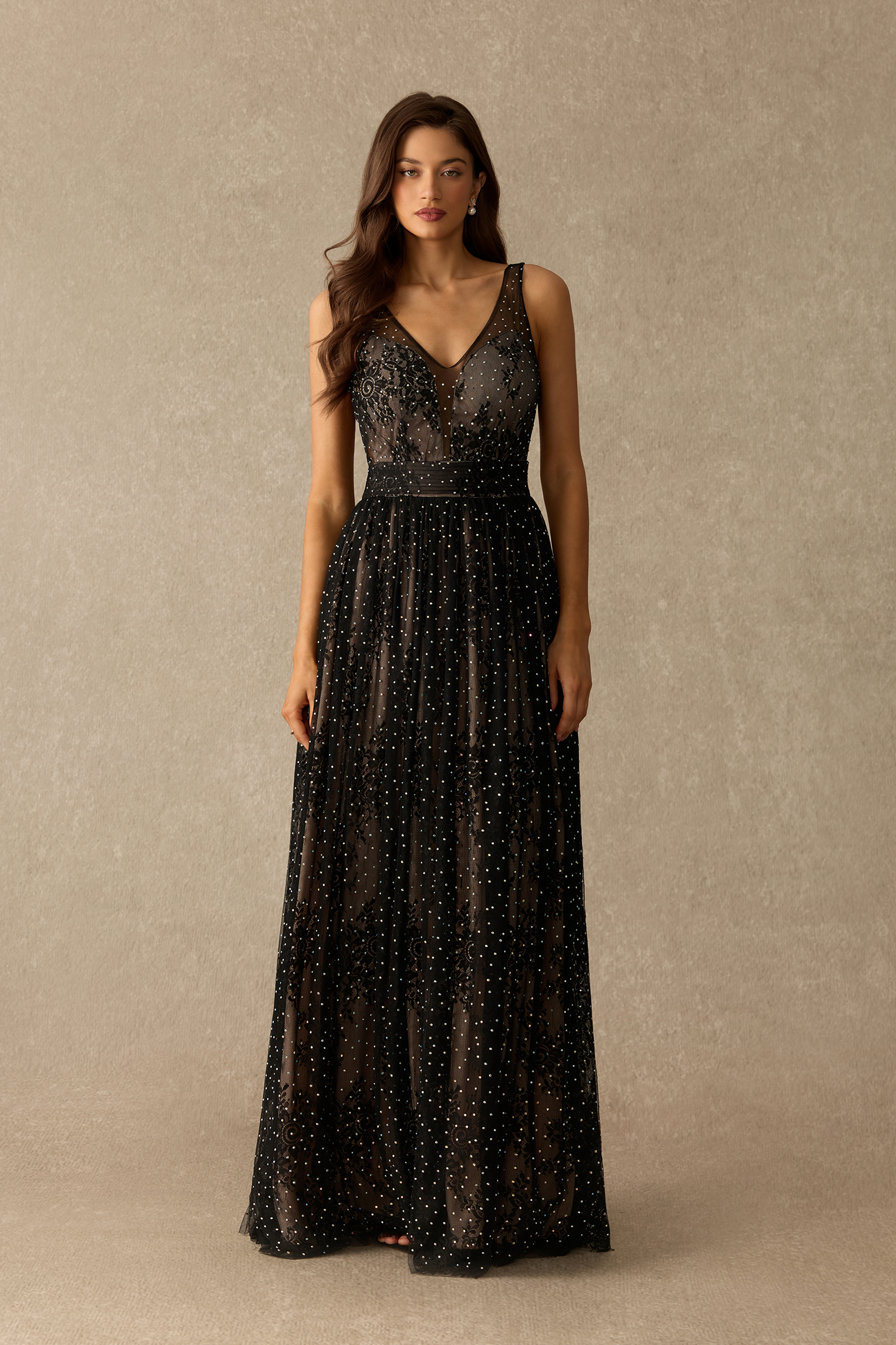 Close To The Heart Floral Embroidered Rhinestone Maxi Dress