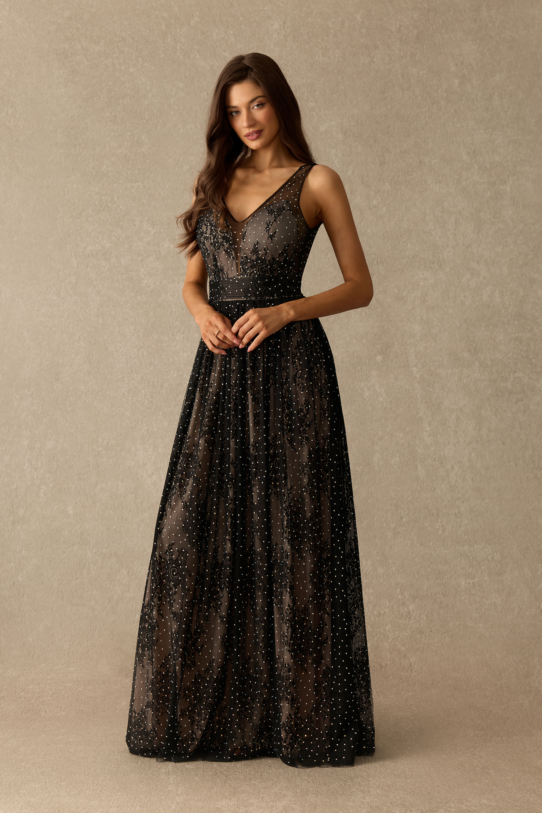 Close To The Heart Floral Embroidered Rhinestone Maxi Dress