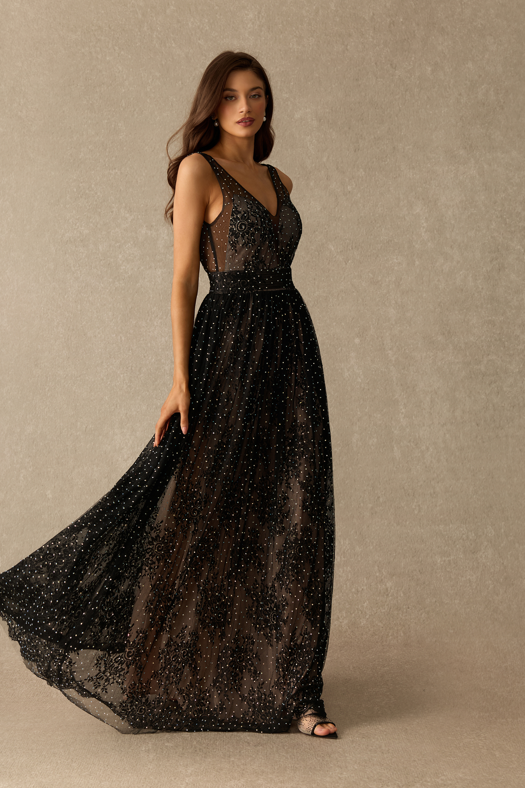 Close To The Heart Floral Embroidered Rhinestone Maxi Dress