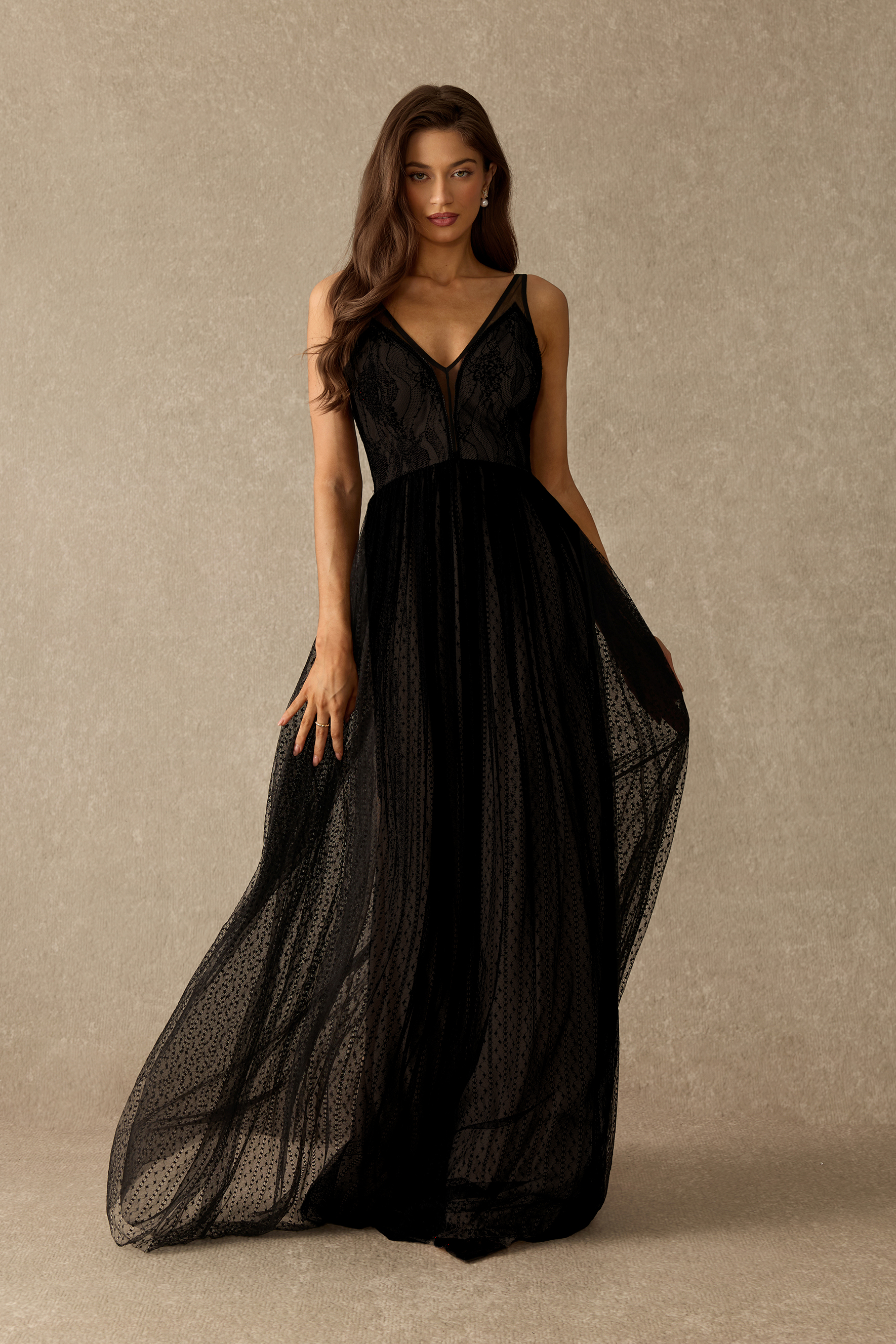 Secret Desire Floral Lace V Neck Maxi Dress