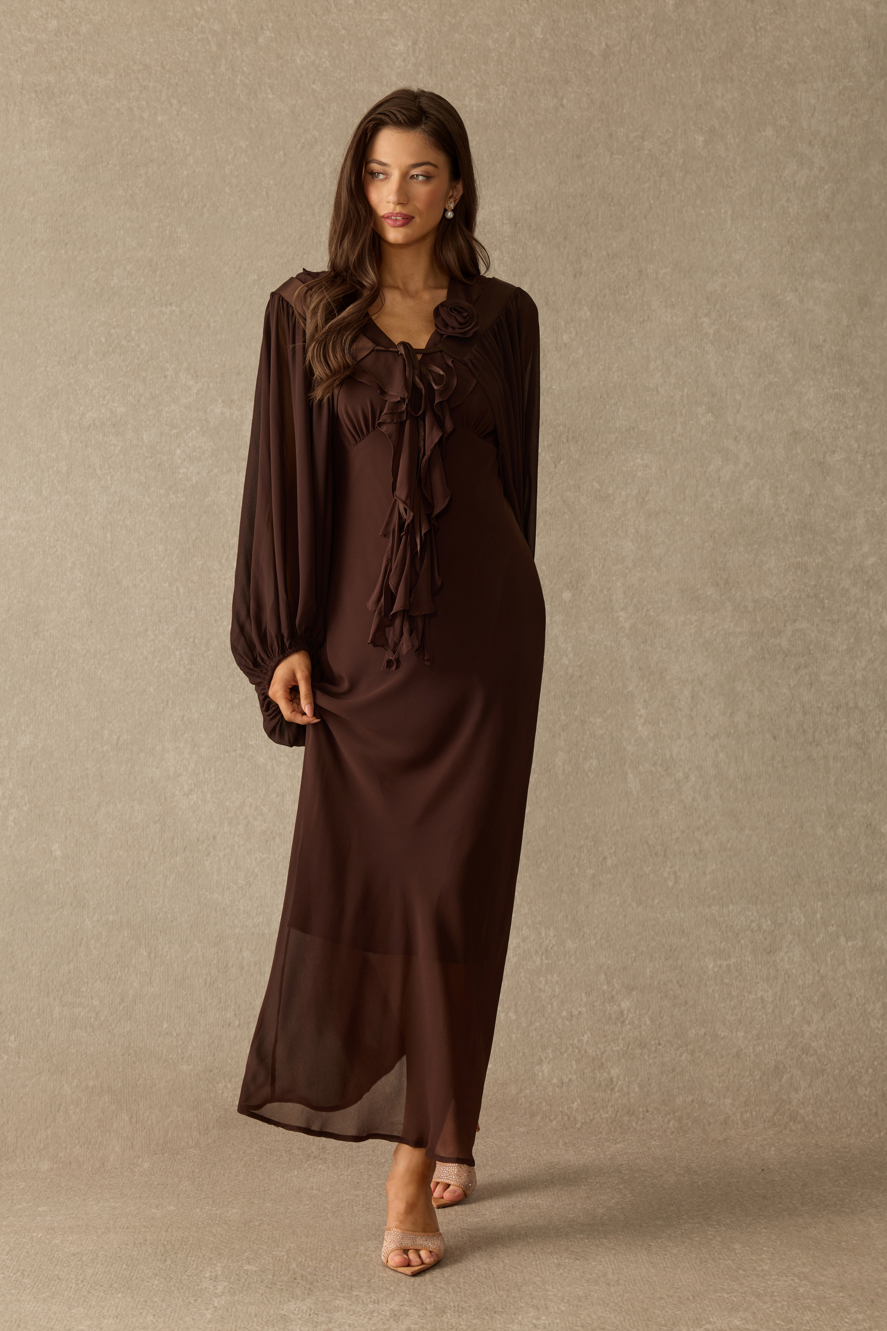 Fall For Me V‑Neck Layered Ruffle Dress & Jacket Set