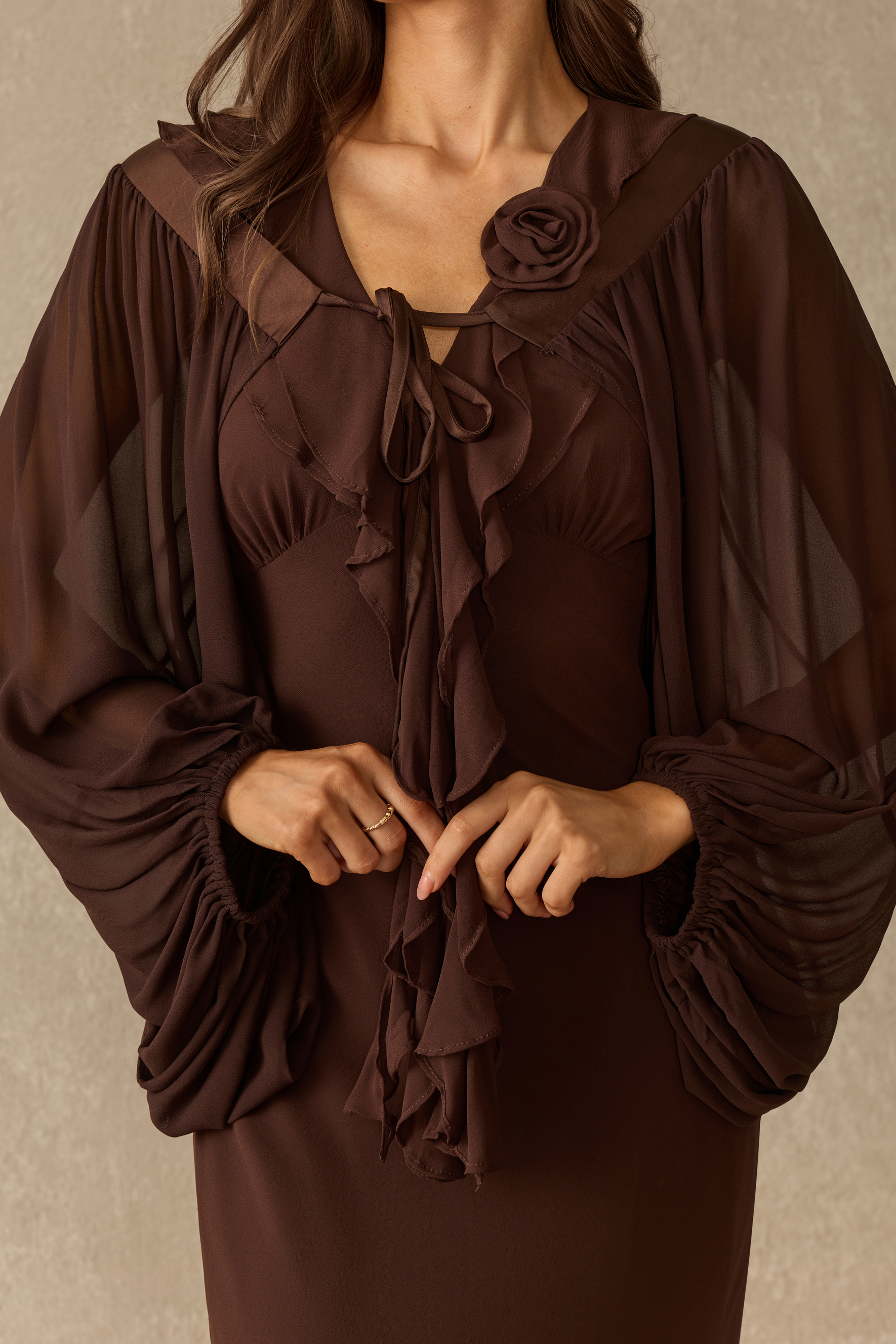 Fall For Me V‑Neck Layered Ruffle Dress & Jacket Set