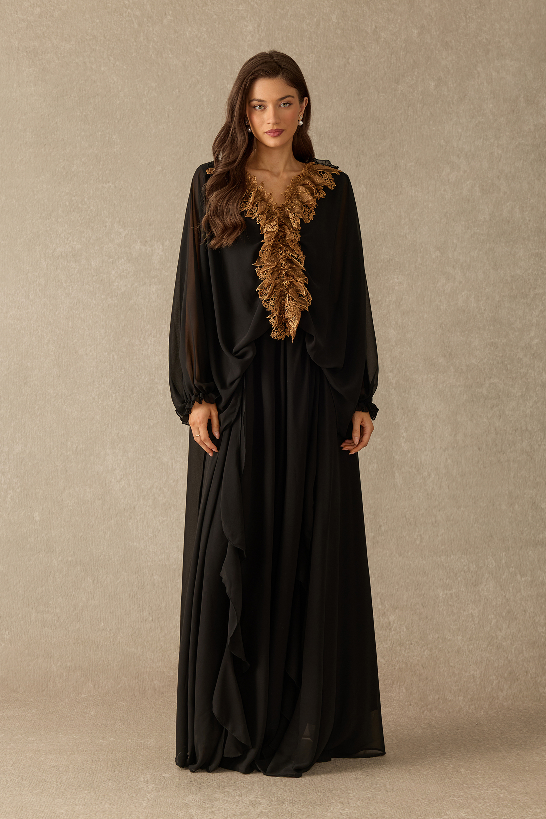 Endless Twilight Lace Trim Balloon Sleeve Maxi Dress – sunfere