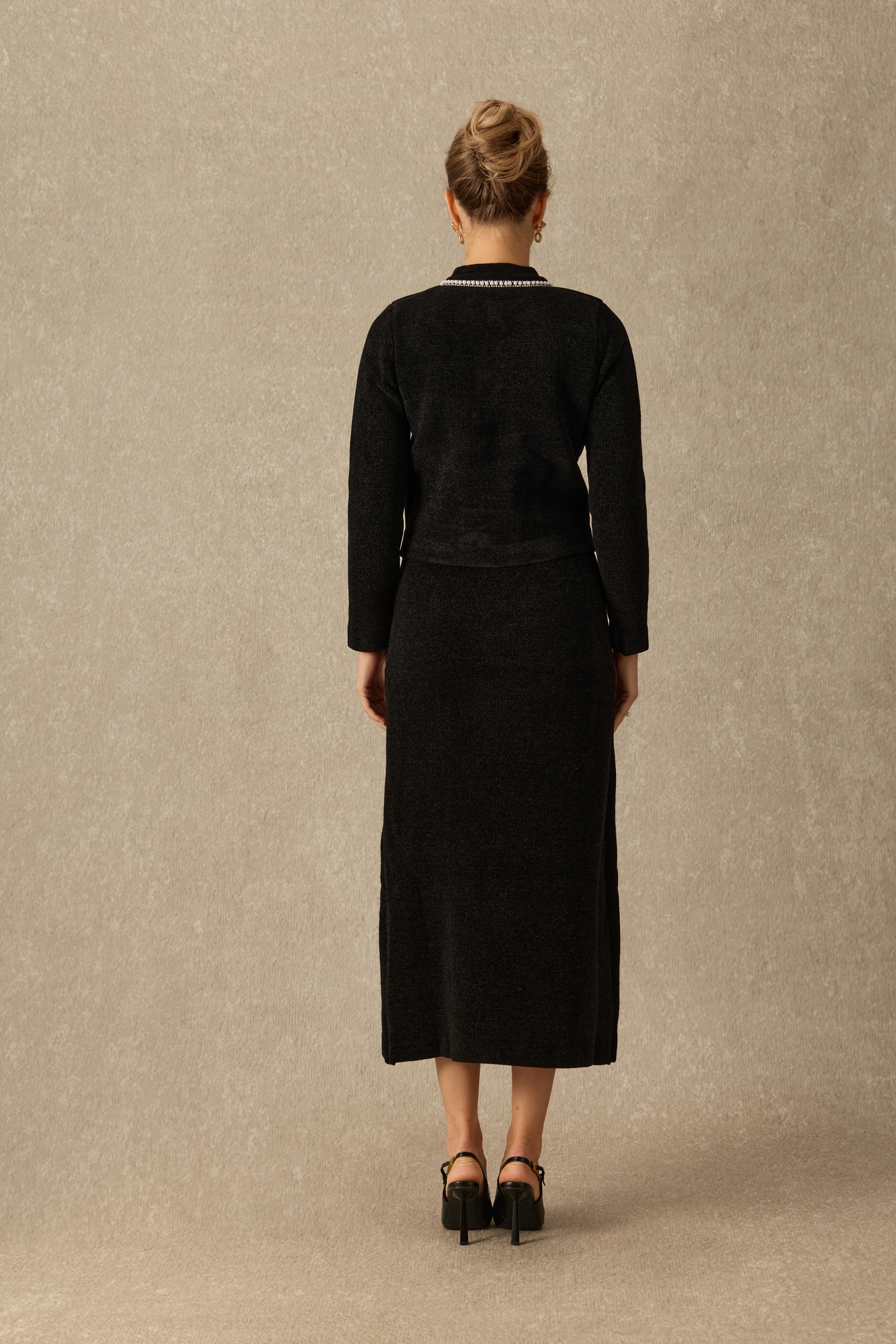 French Finesse Embellished Knit Jacket & Skirt Set