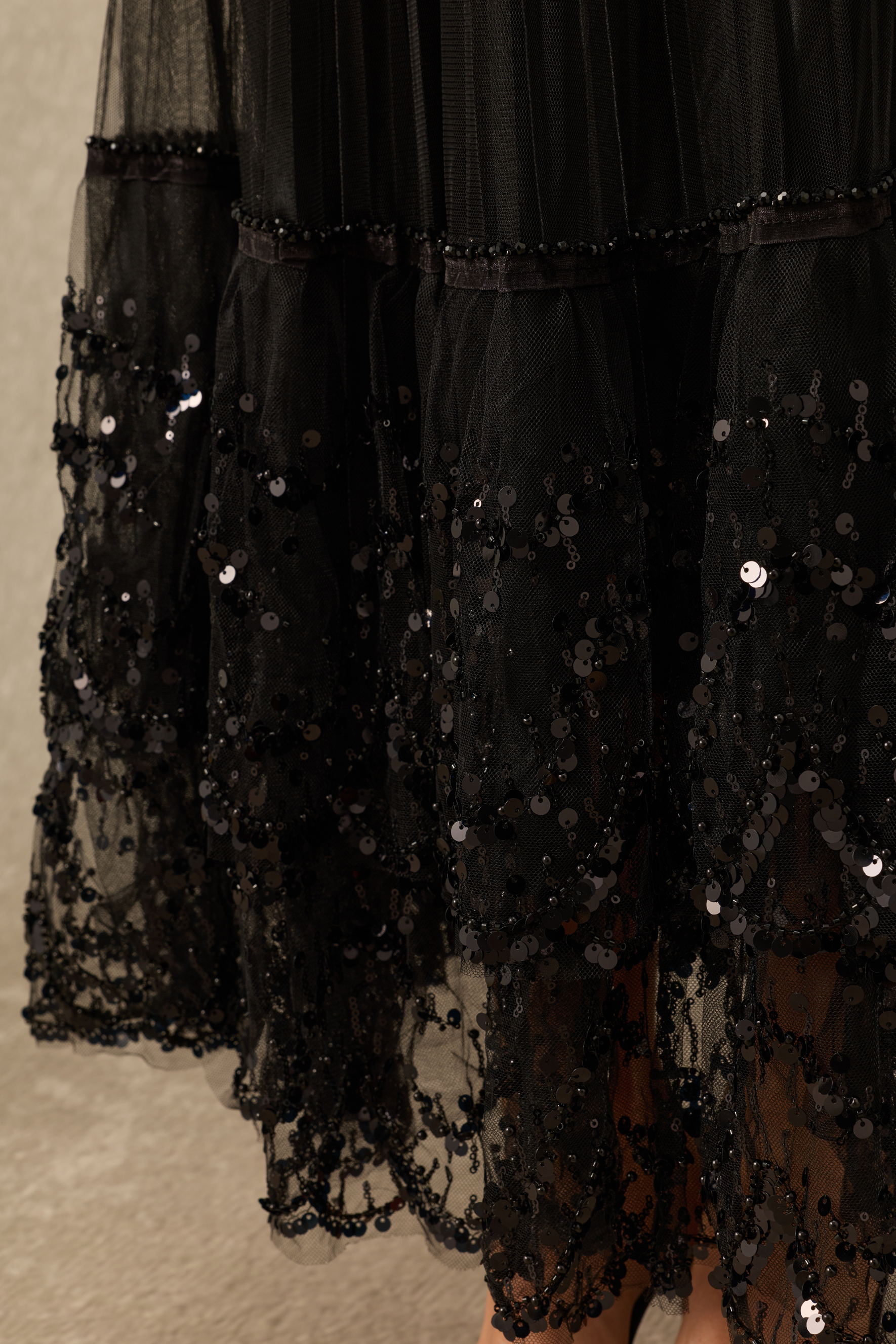 Date Night Ready Sequin Embellished Pleated Maxi Skirt