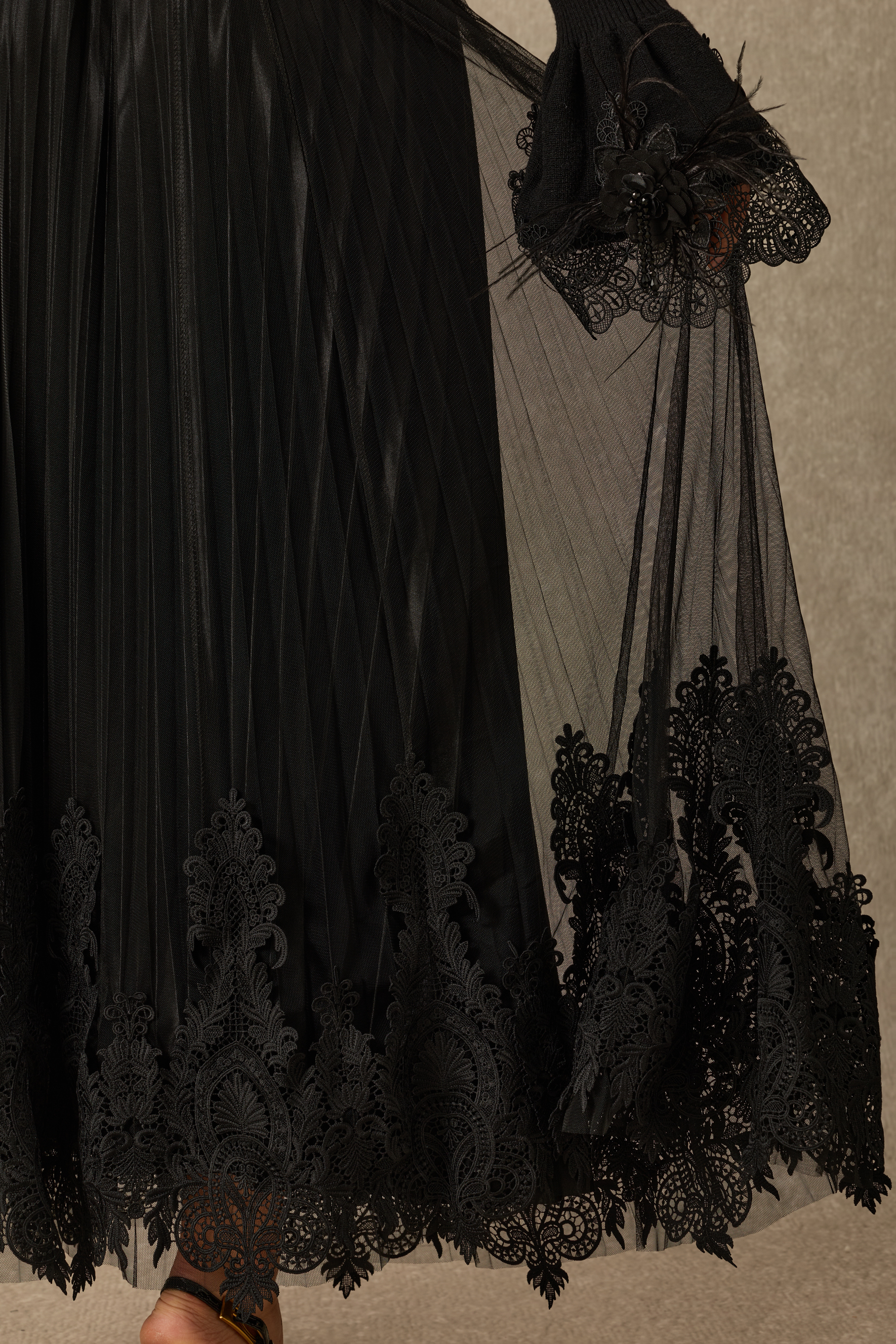 Take The Spotlight Lace Embroidered Pleated Maxi Skirt