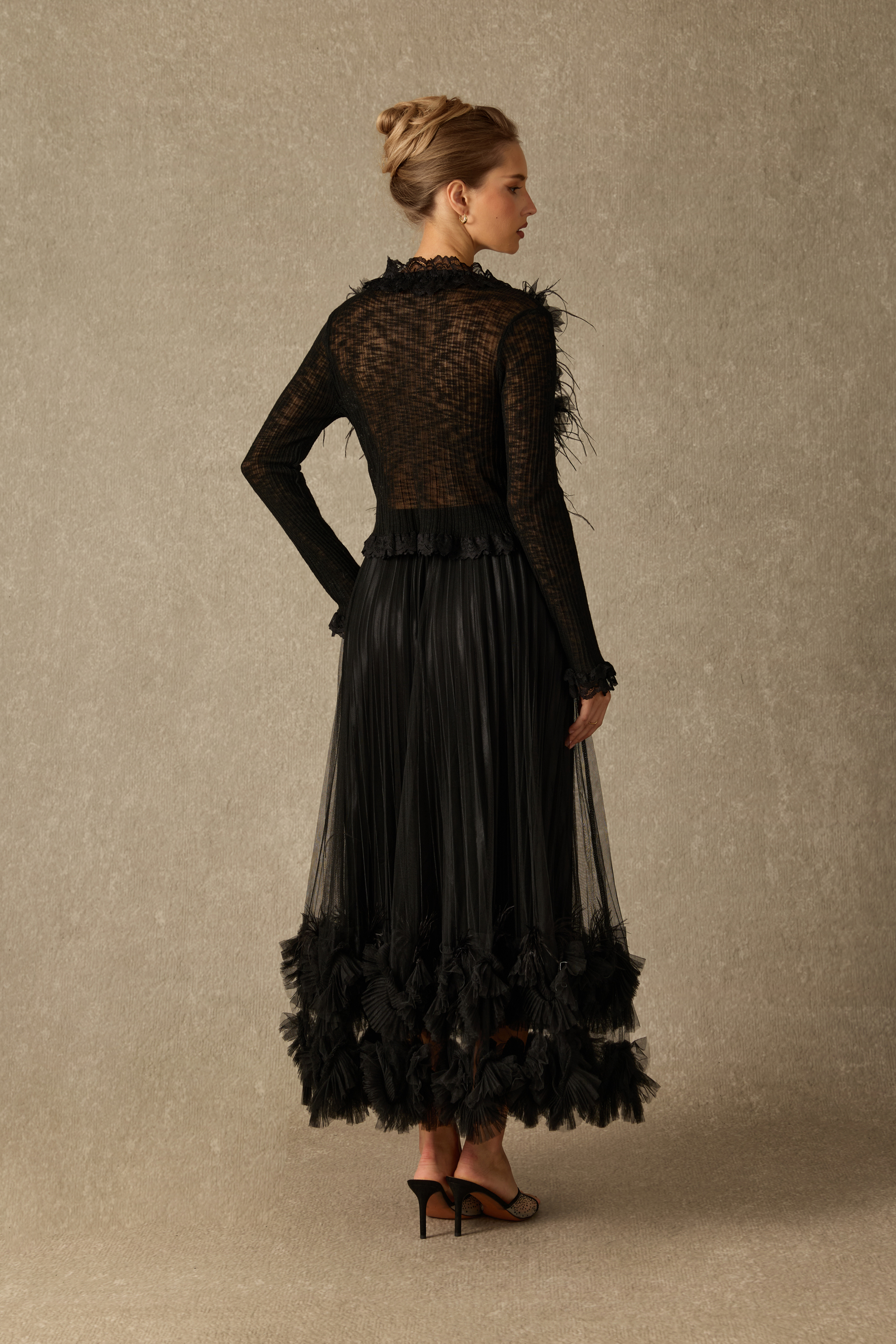 Romantic Endeavors Floral Applique Long Sleeve Top