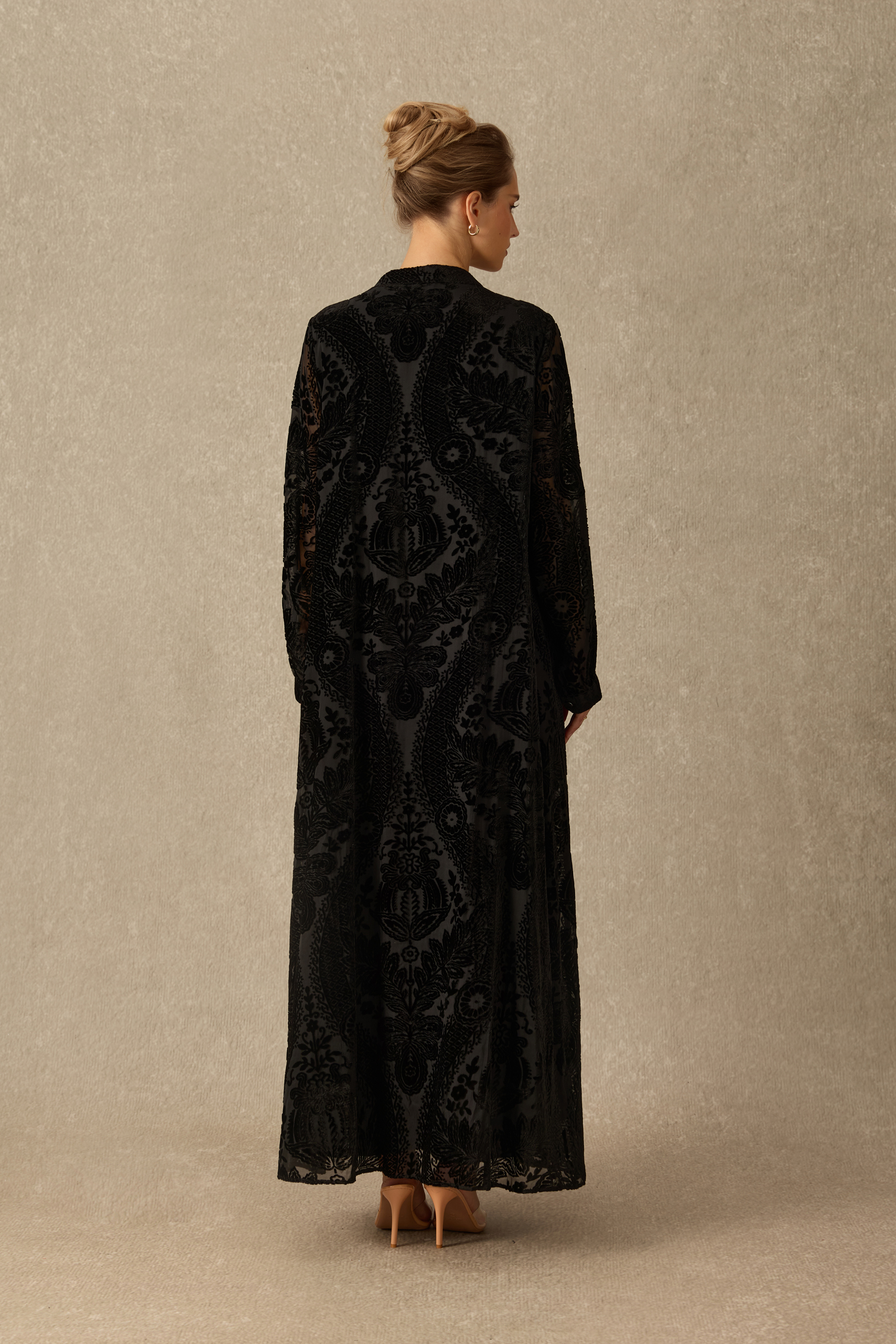 Singular Charm Velvet Floral Embellished Maxi Dress