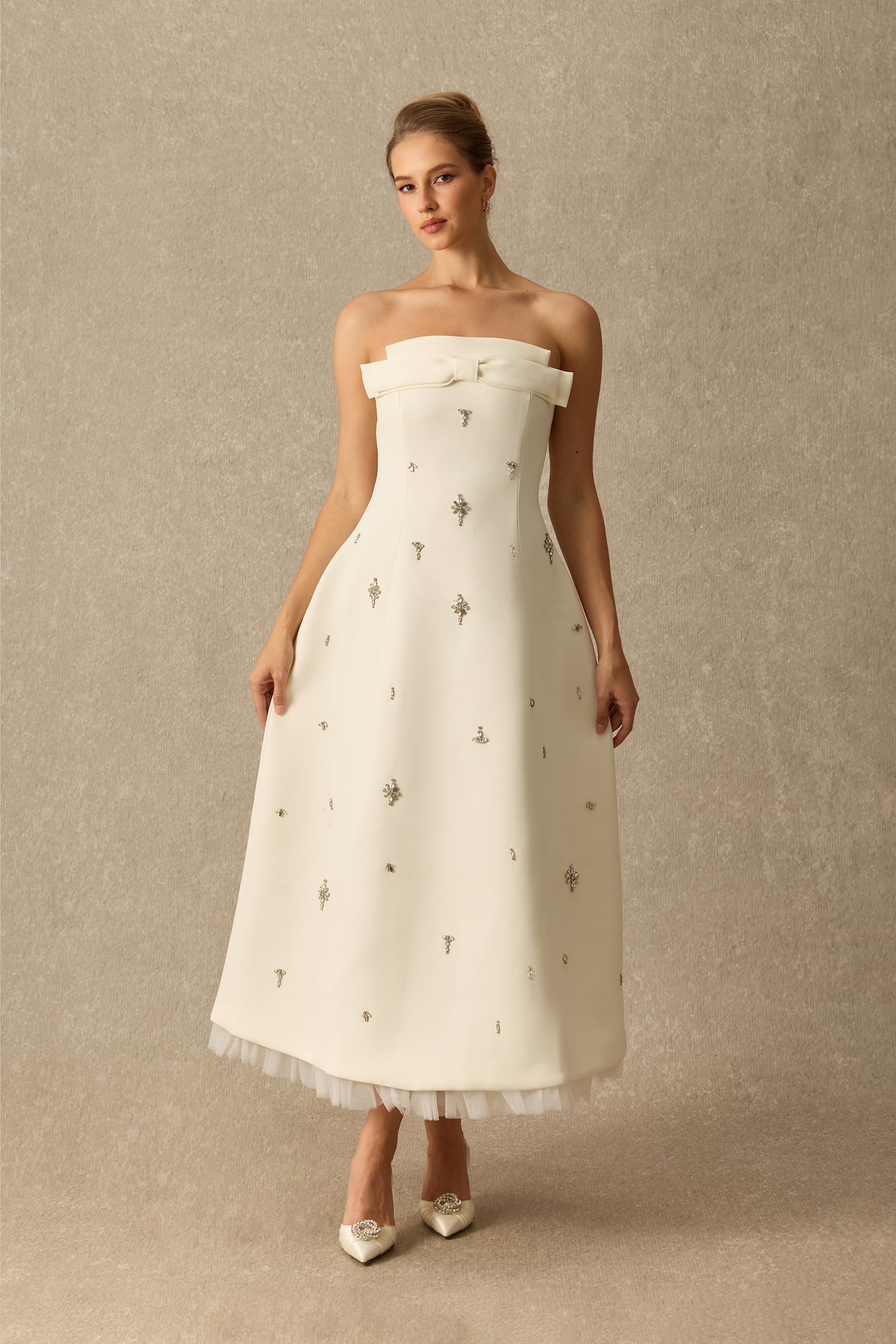 Sweet On Sight Strapless Bow Embellished Maxi Dress