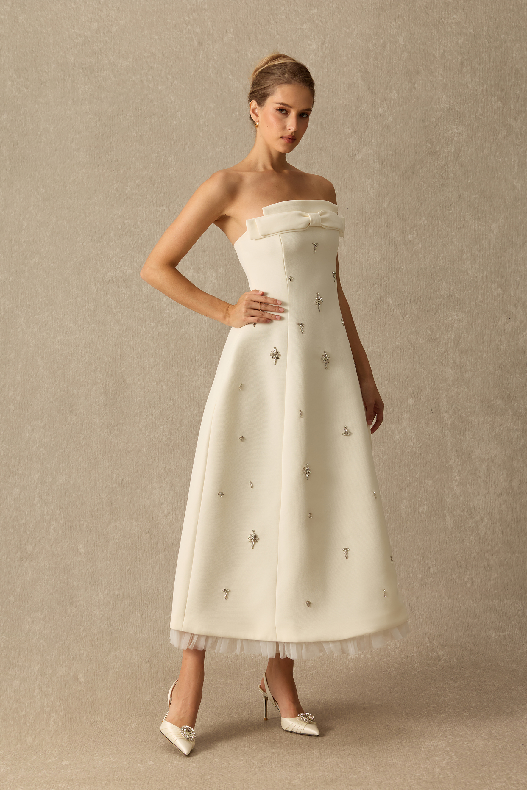 Sweet On Sight Strapless Bow Embellished Maxi Dress