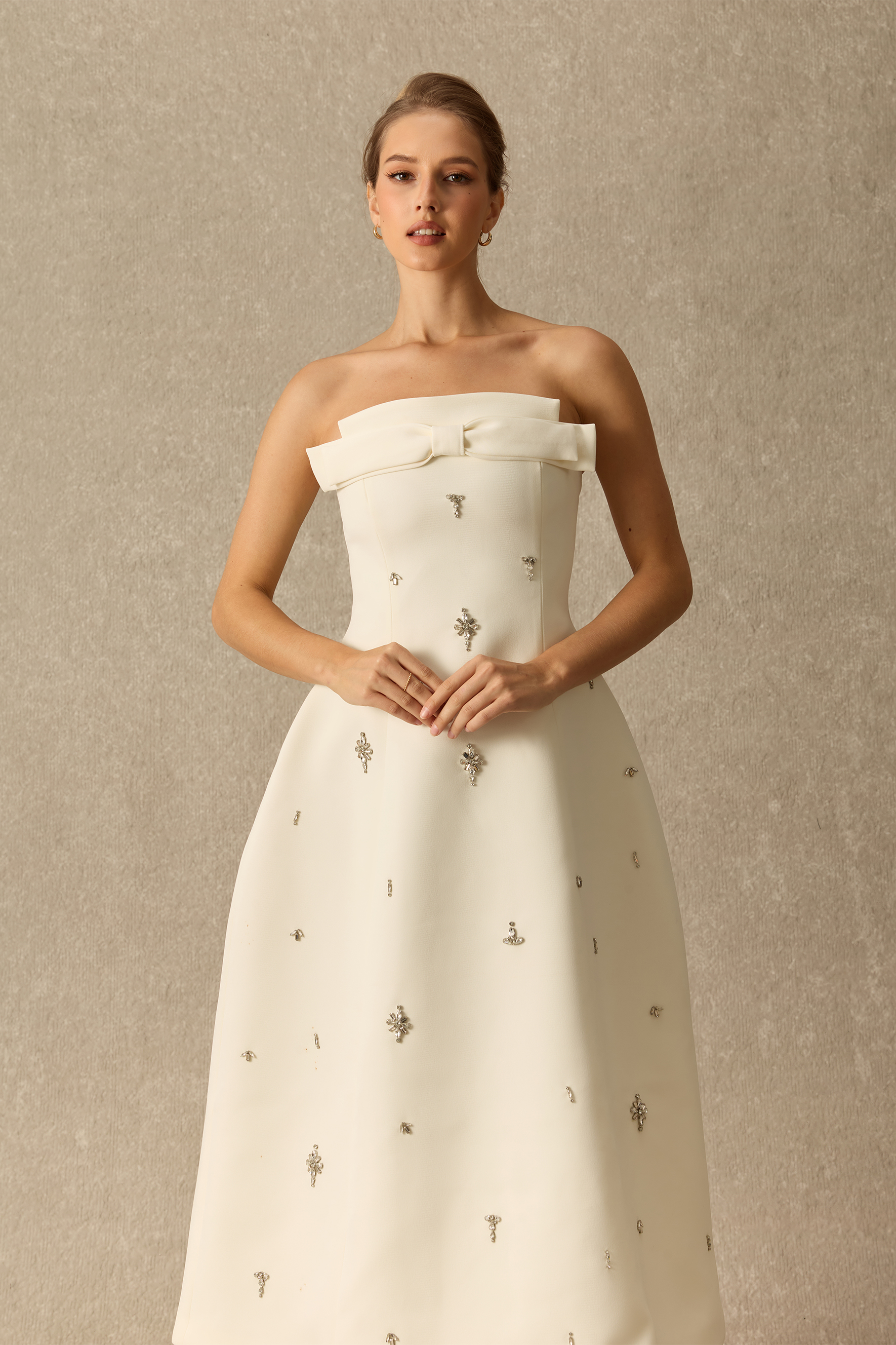 Sweet On Sight Strapless Bow Embellished Maxi Dress