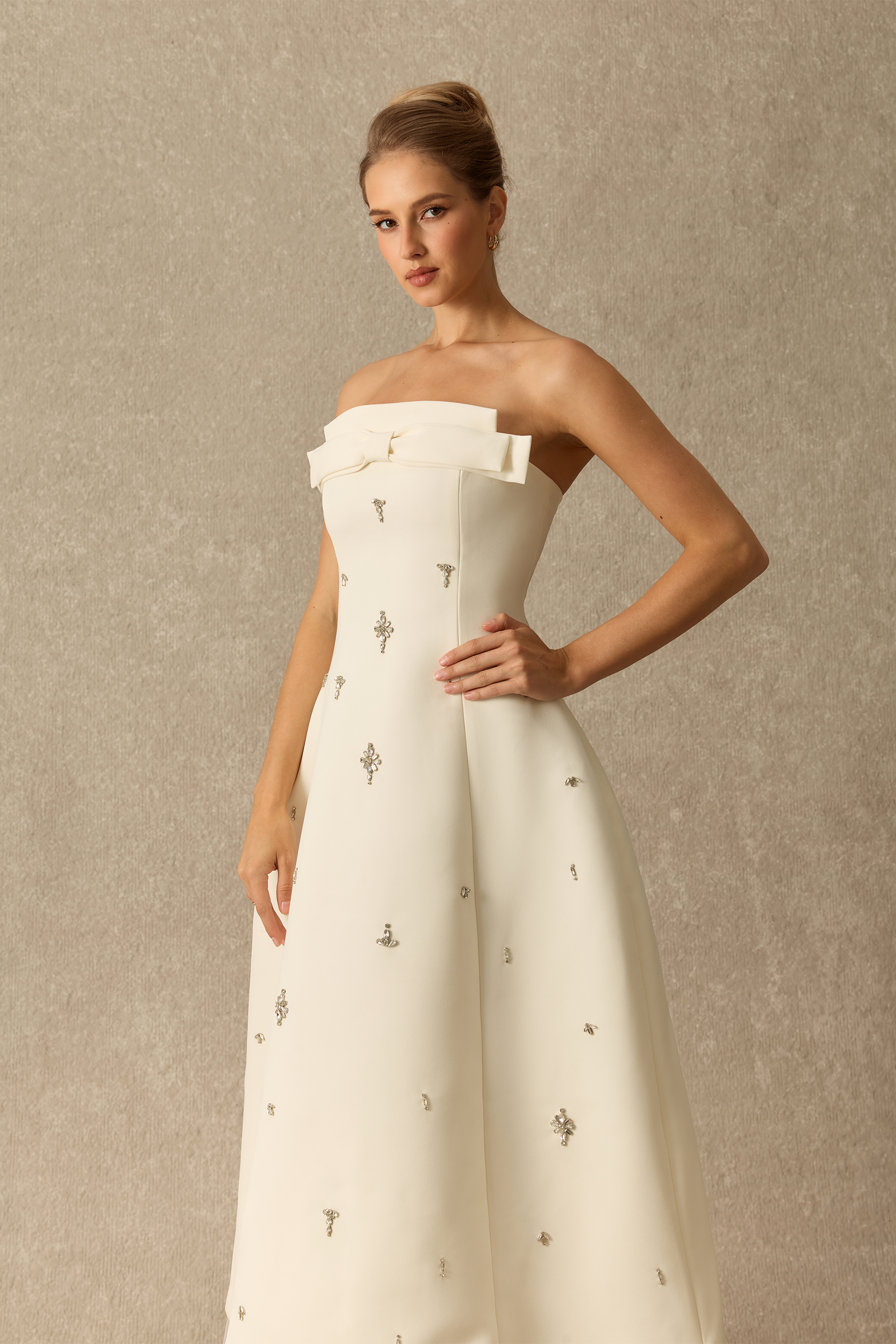 Sweet On Sight Strapless Bow Embellished Maxi Dress