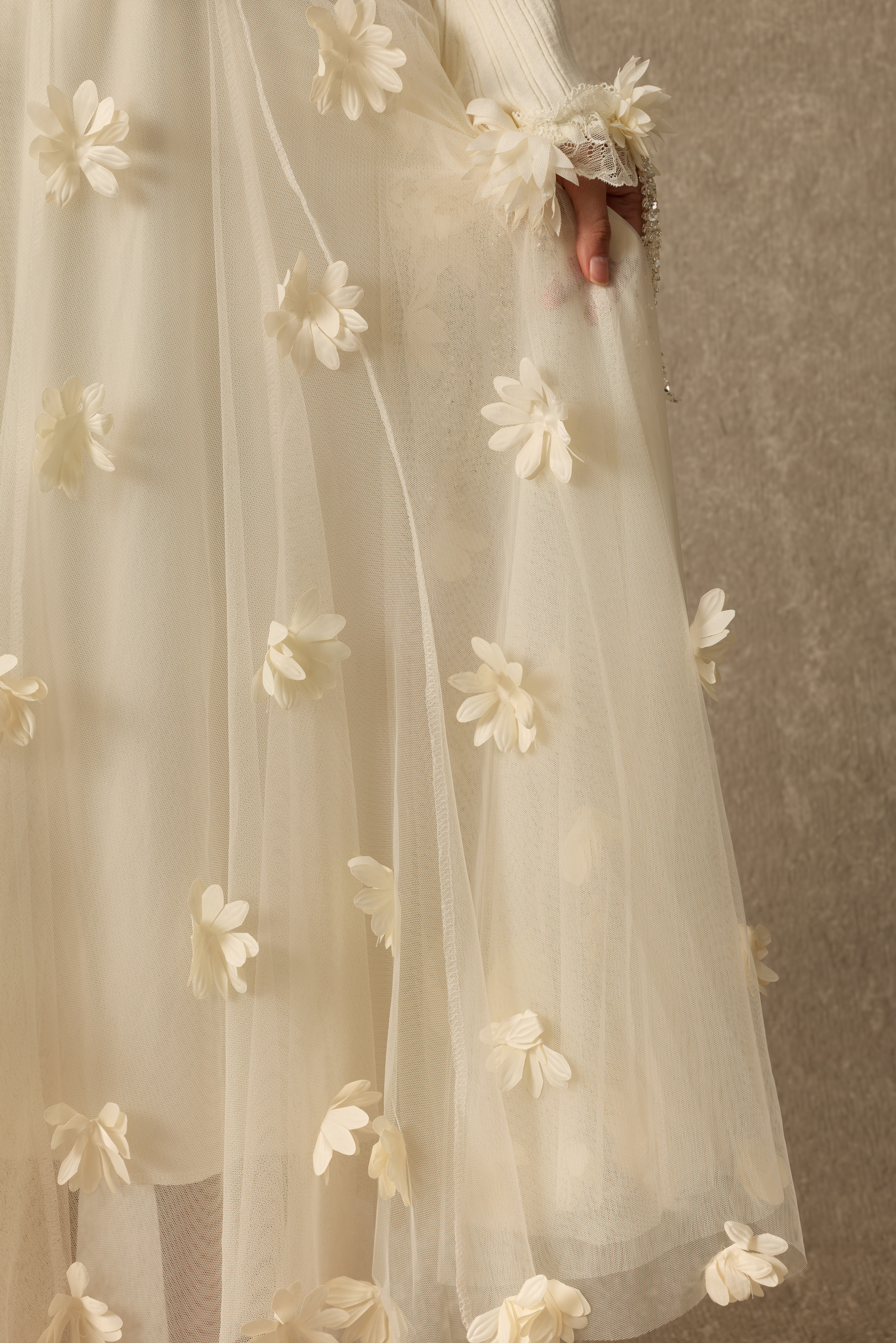 Something Beautiful Floral Applique Mesh Maxi Skirt