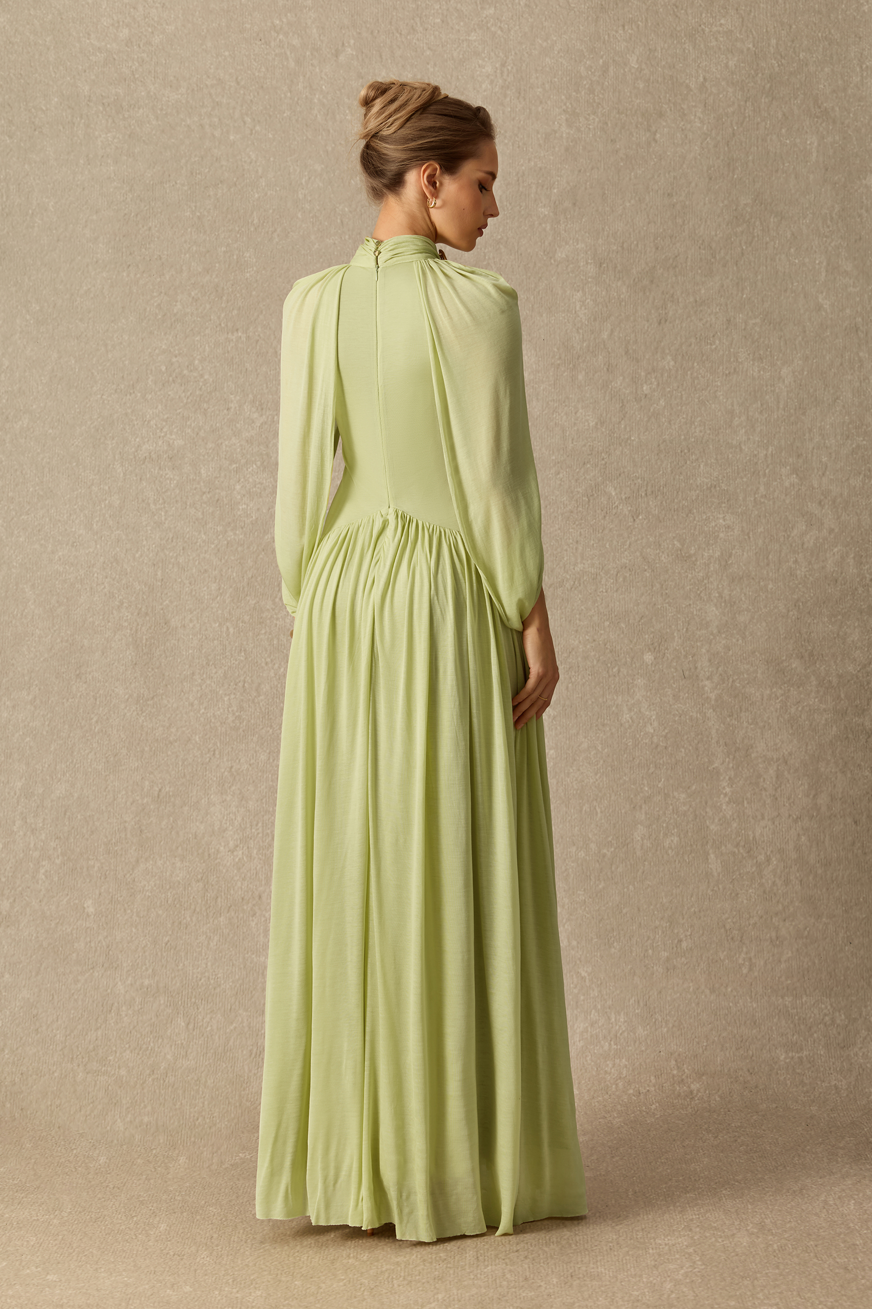 Twilight Whispers Green Draped Cape Sleeve Knit Maxi Dress
