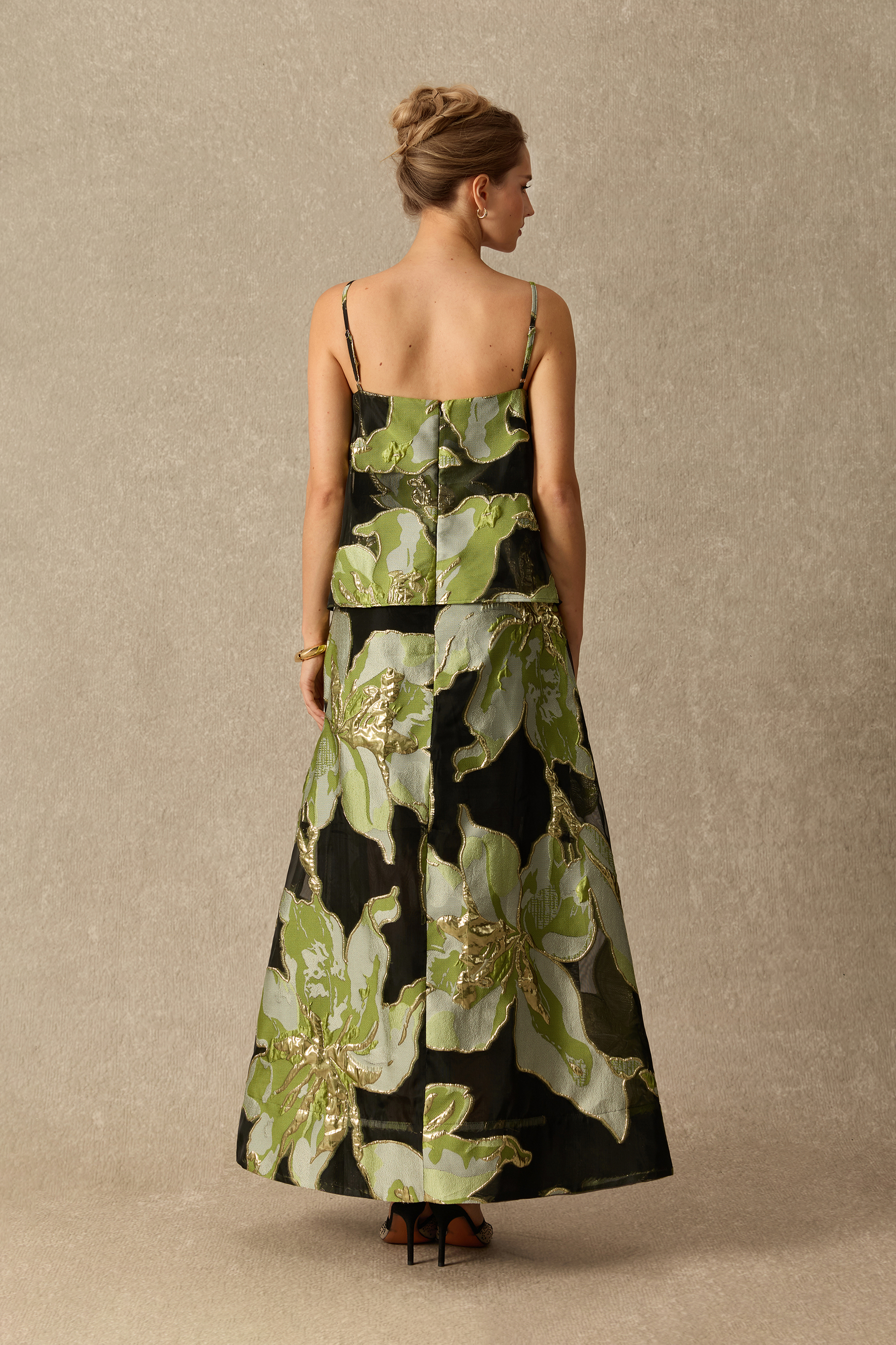 She Walked In Black Floral Spaghetti Strap Maxi Dress