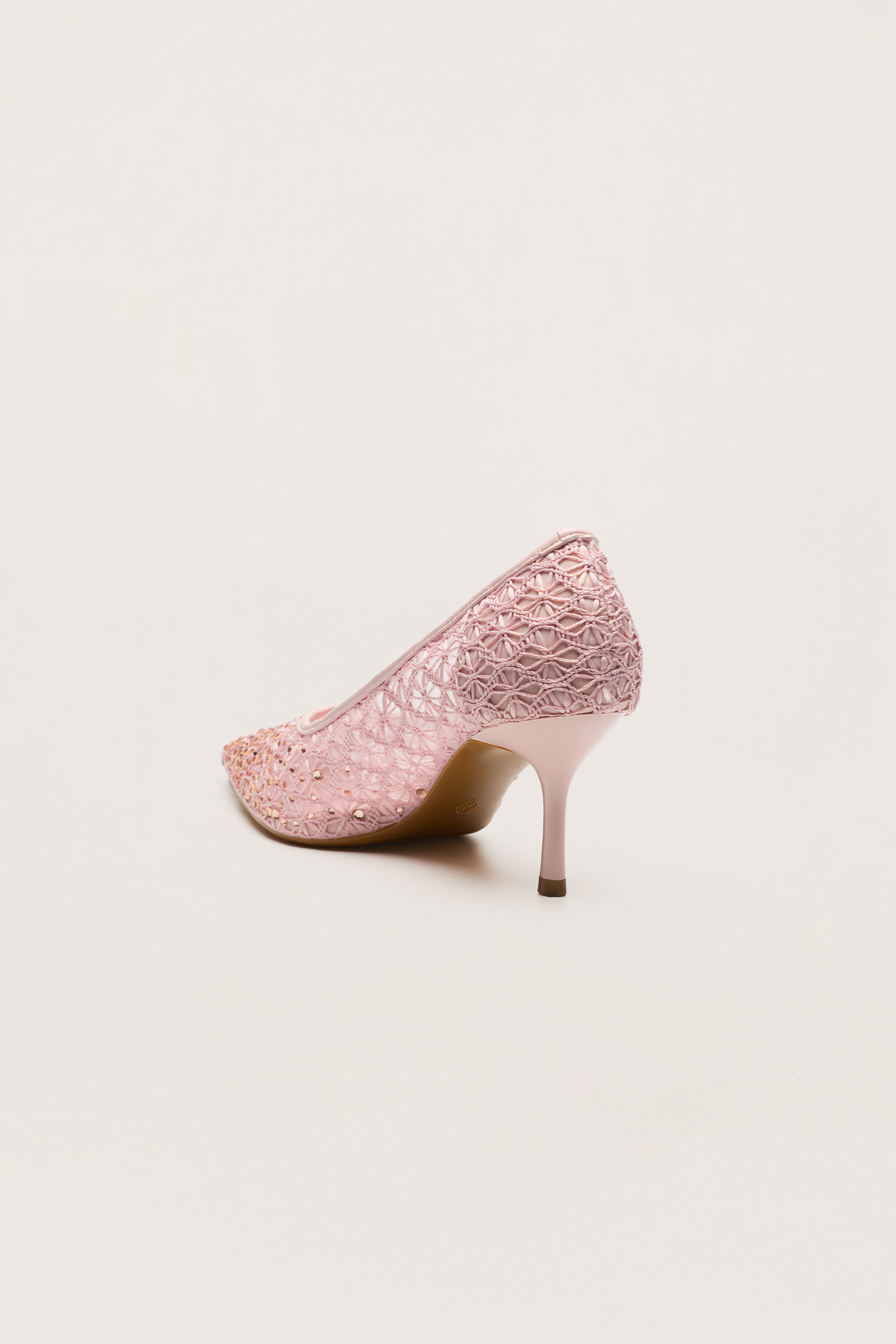 Written In Love Pink Rhinestone Floral Pointed Toe Pumps