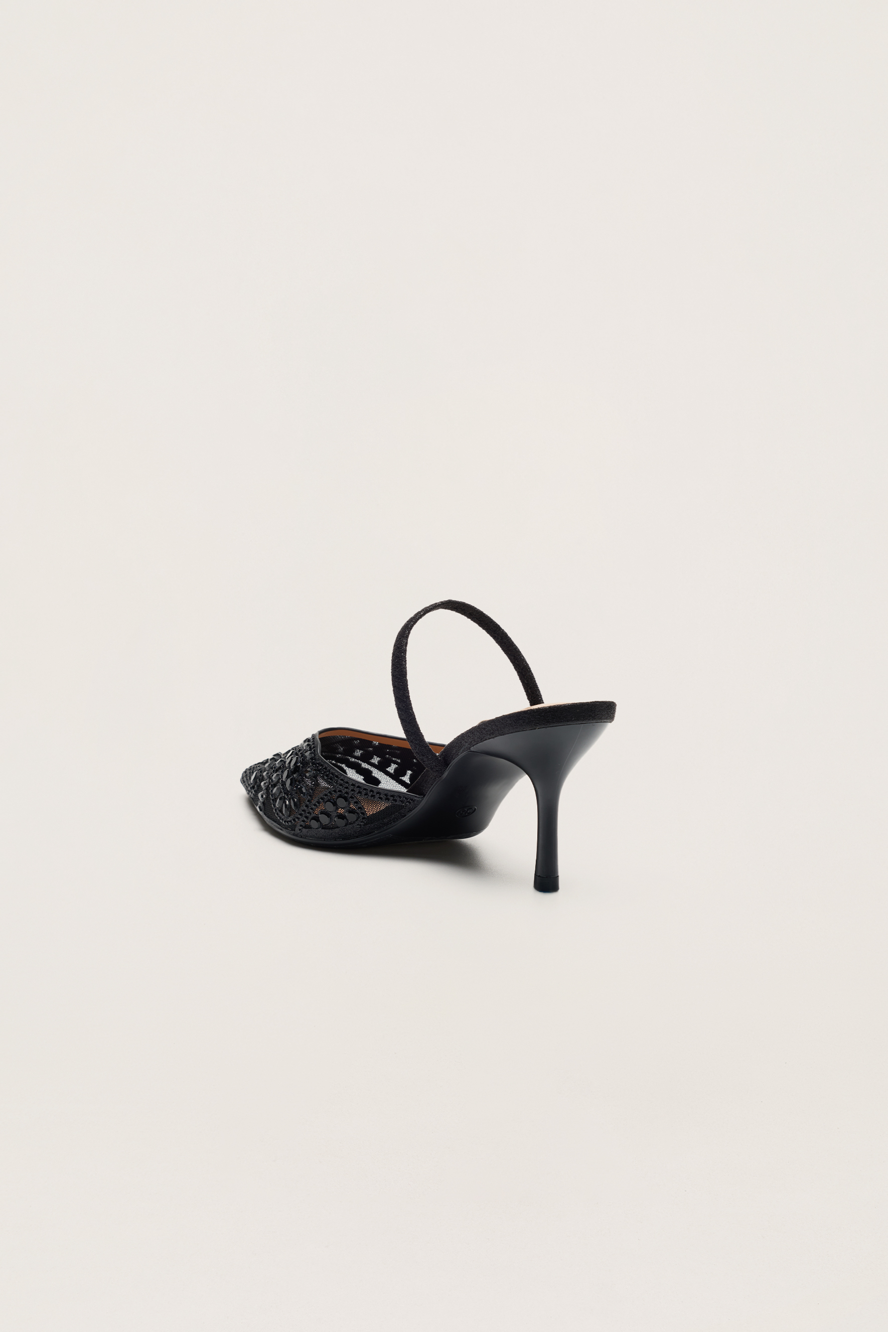 Classic Revival Black Rhinestone Paisley Pointed Toe Slingback Pumps