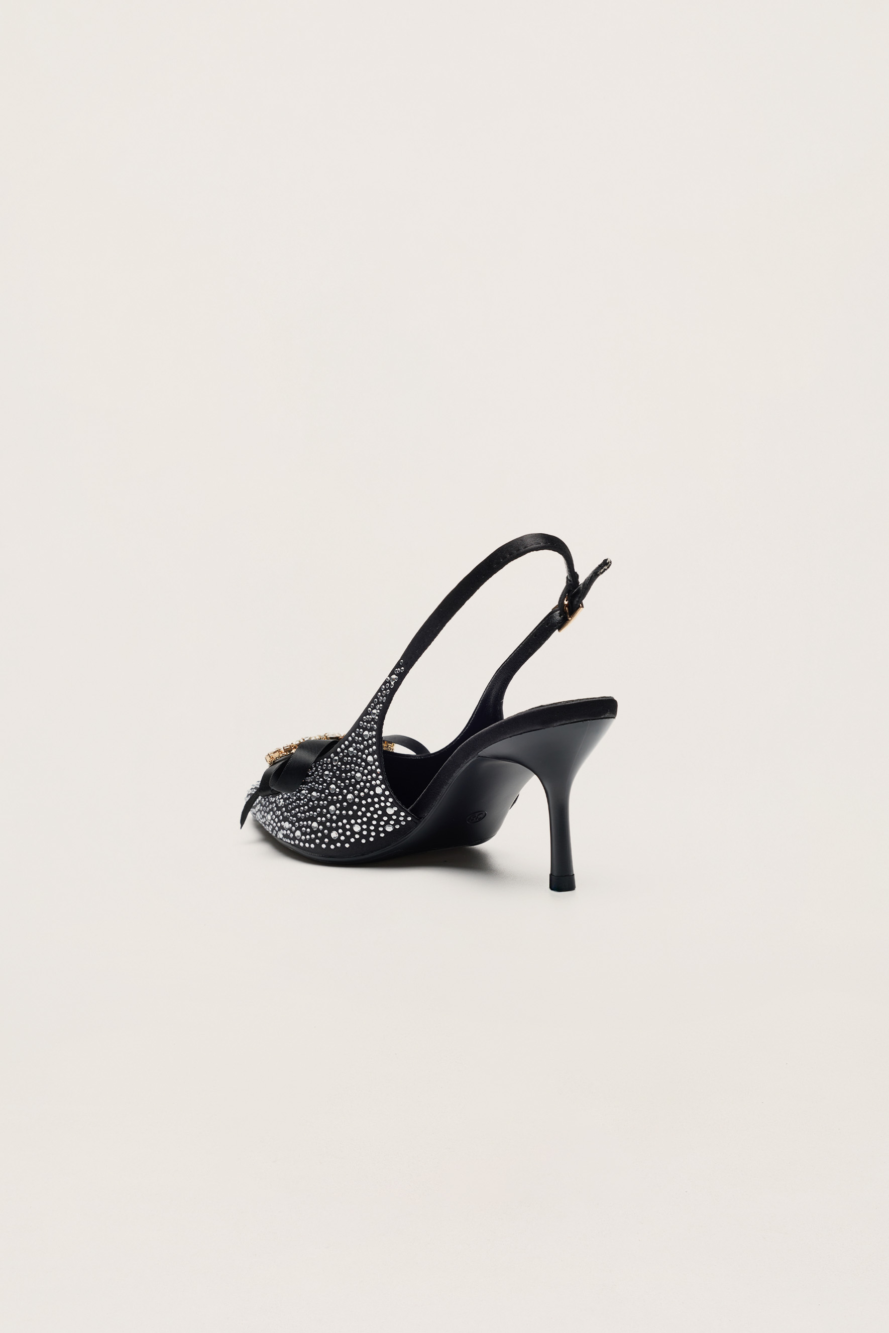 For The Occasion Black Embellished Bow Slingback Pumps