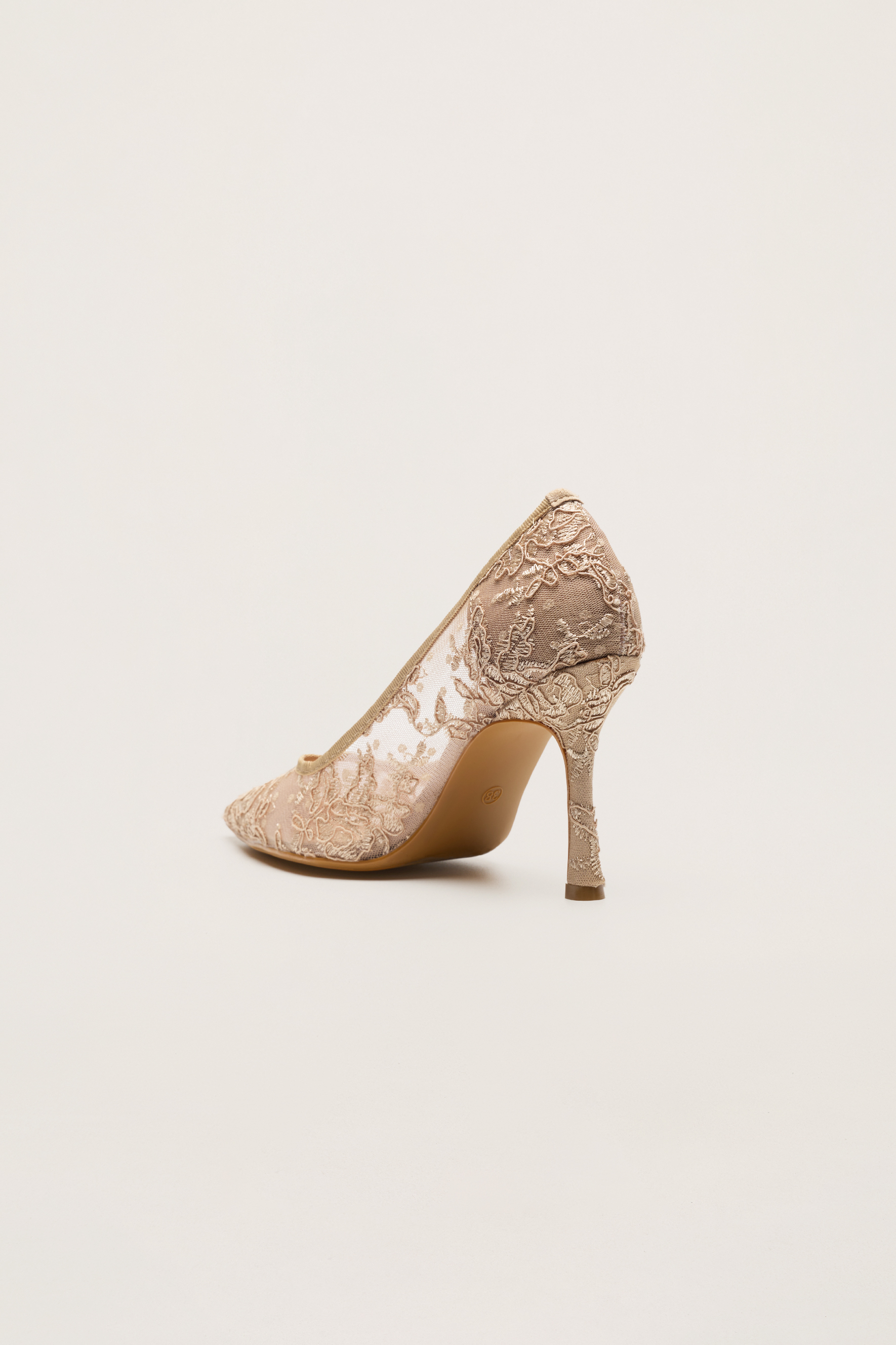 Hidden Charm Khaki Floral Lace Pointed Toe Pumps