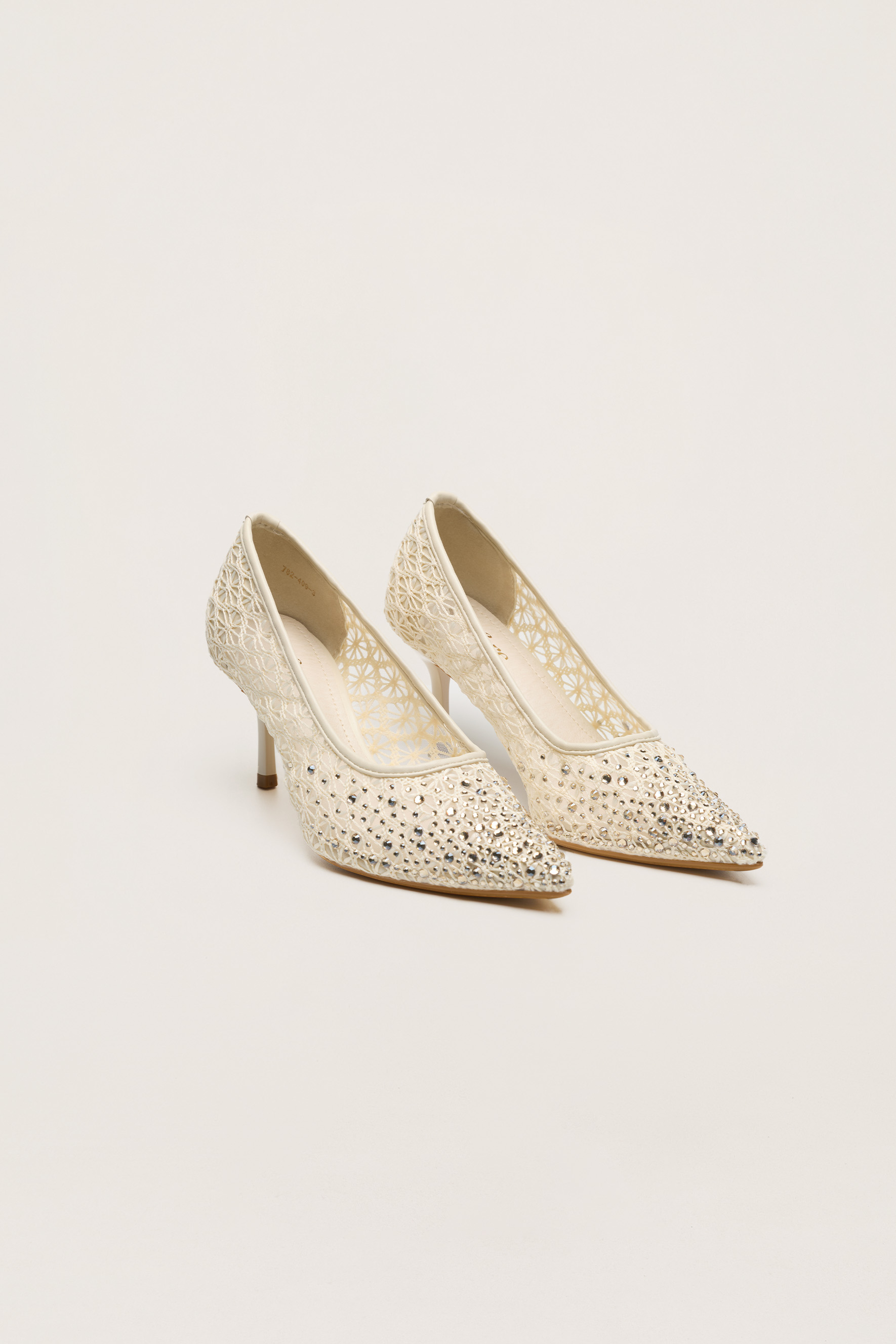 Written In Love Apricot Rhinestone Floral Pointed Toe Pumps