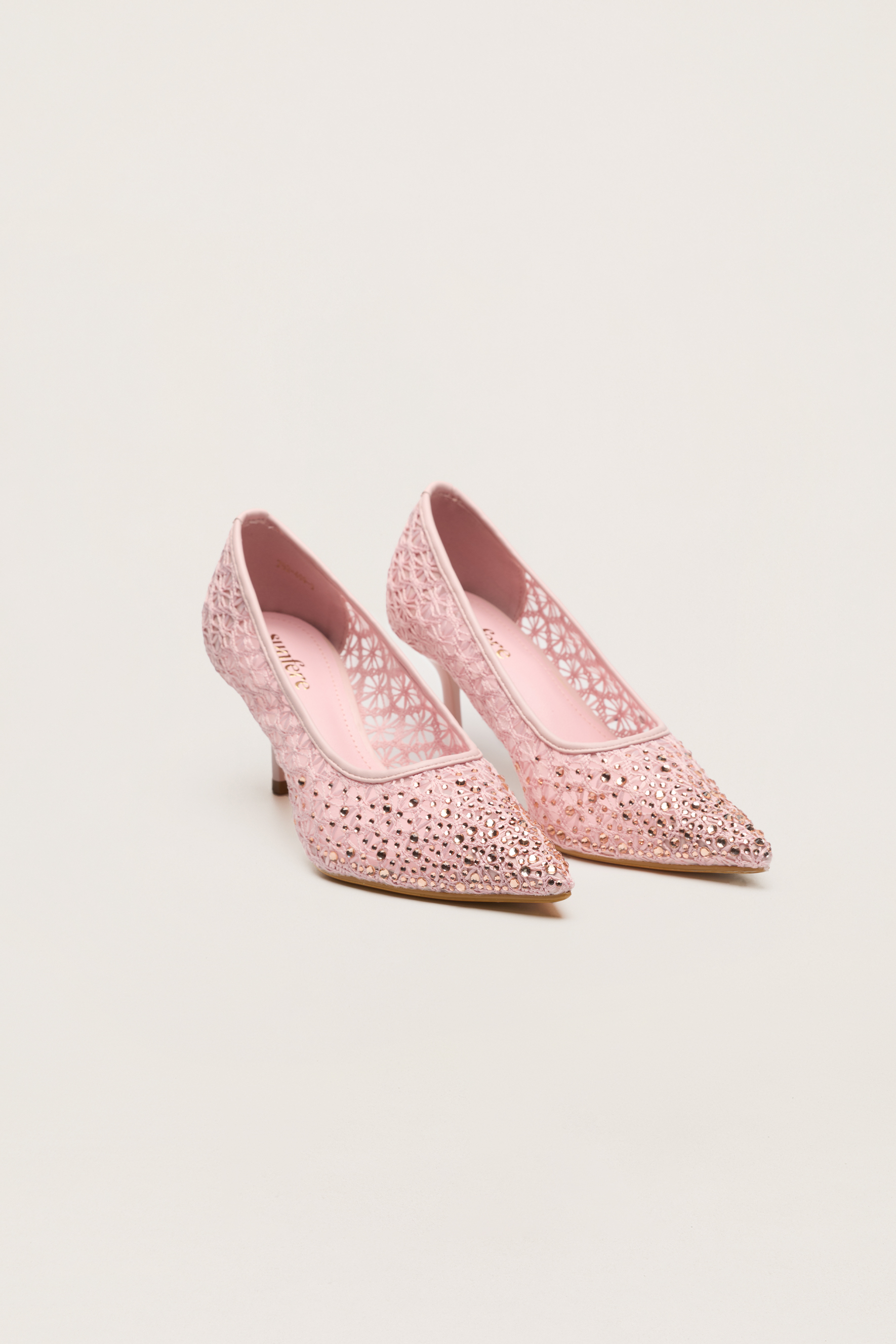 Written In Love Pink Rhinestone Floral Pointed Toe Pumps