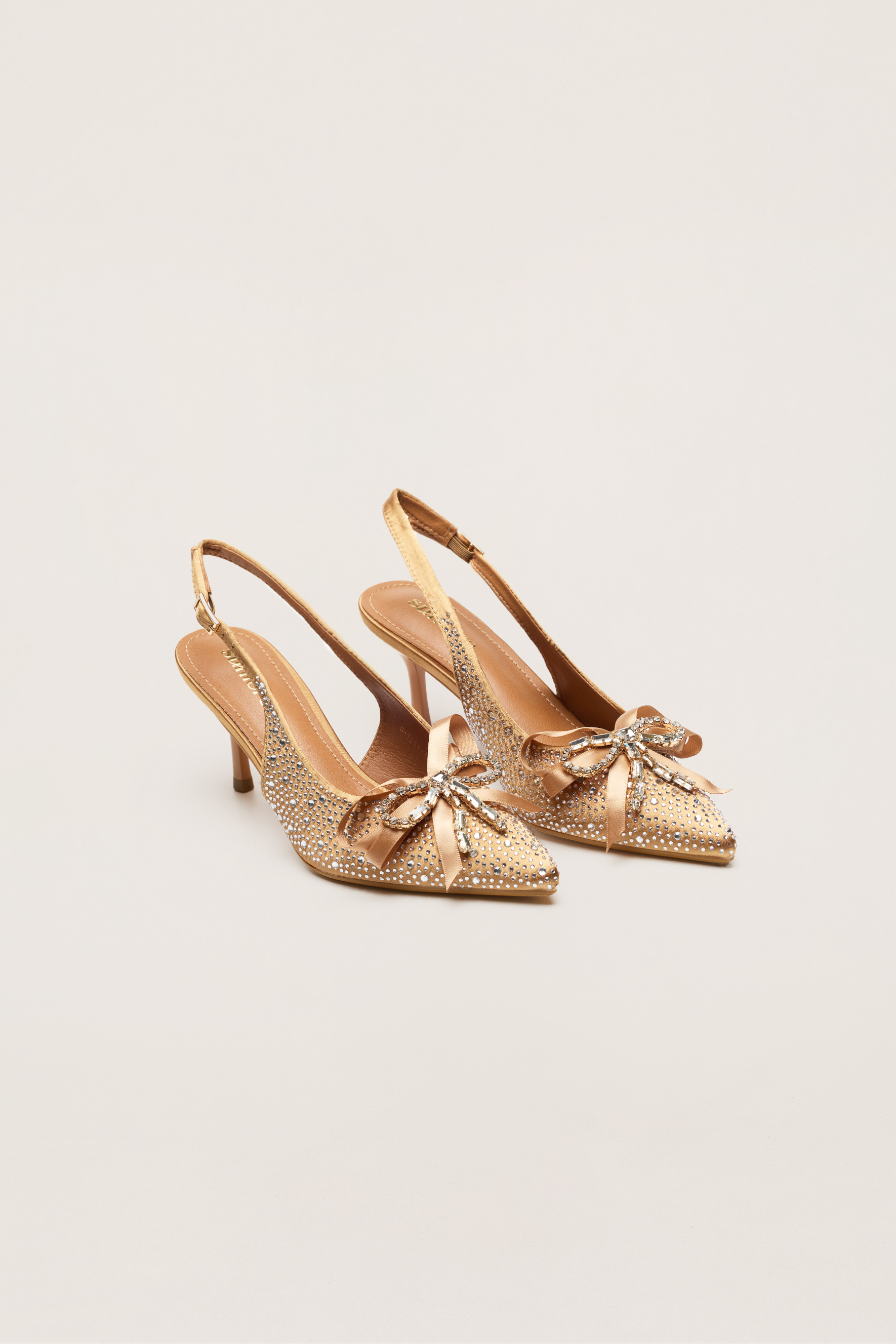 For The Occasion Bronze Embellished Bow Slingback Pumps