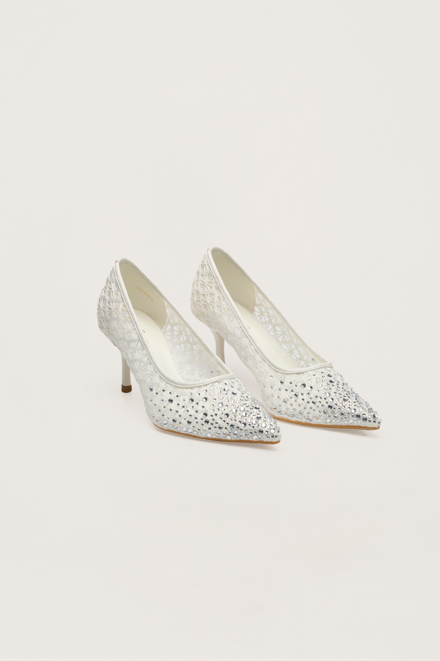 Written In Love White Rhinestone Floral Pointed Toe Pumps