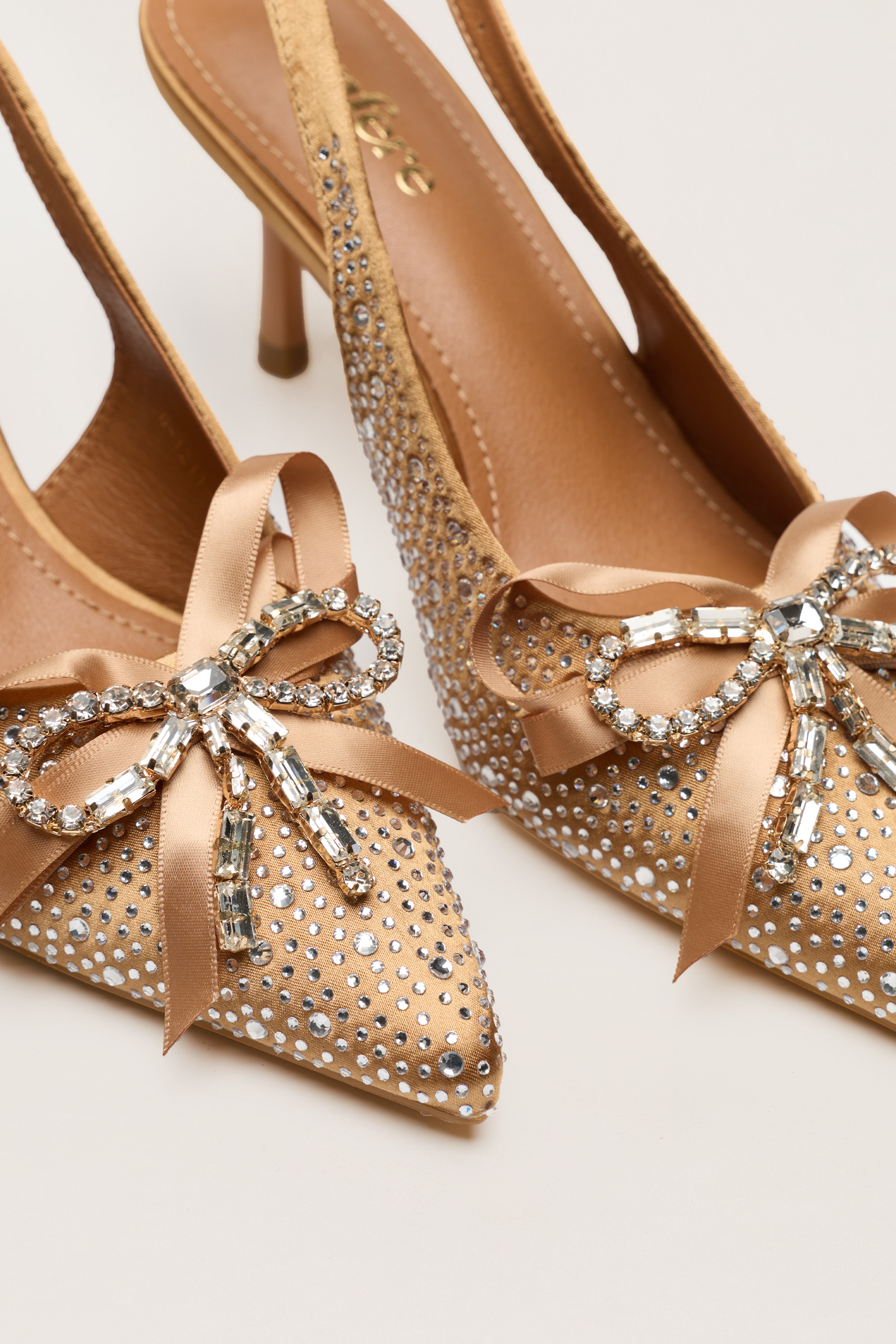 For The Occasion Bronze Embellished Bow Slingback Pumps