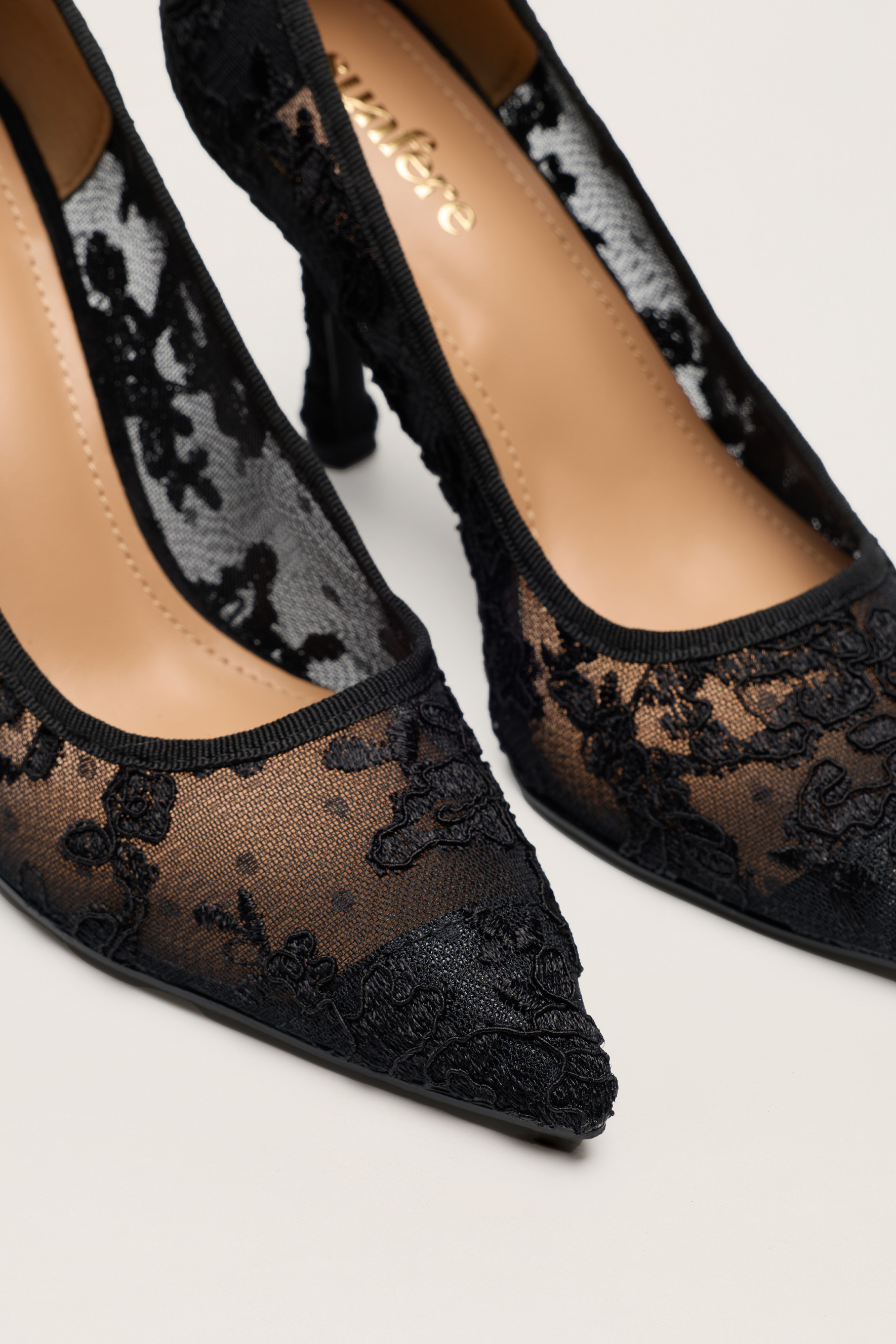 Hidden Charm Black Floral Lace Pointed Toe Pumps