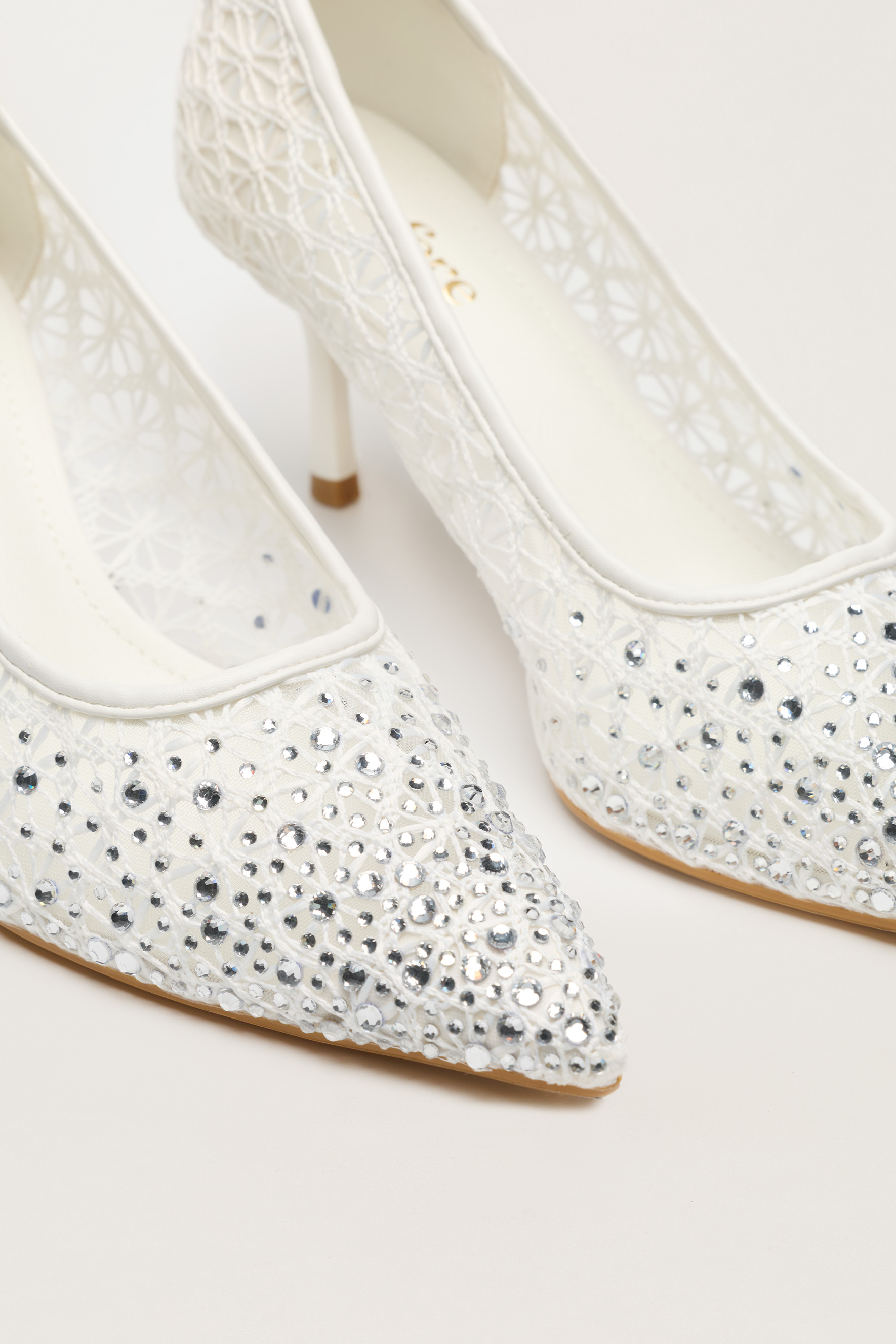 Written In Love White Rhinestone Floral Pointed Toe Pumps