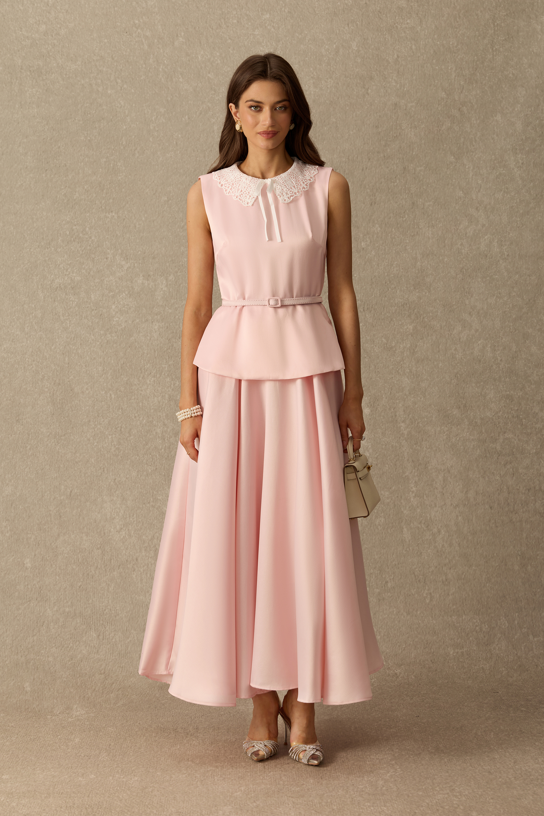 Sweet Nothings Sleeveless Lace Collar Maxi Dress