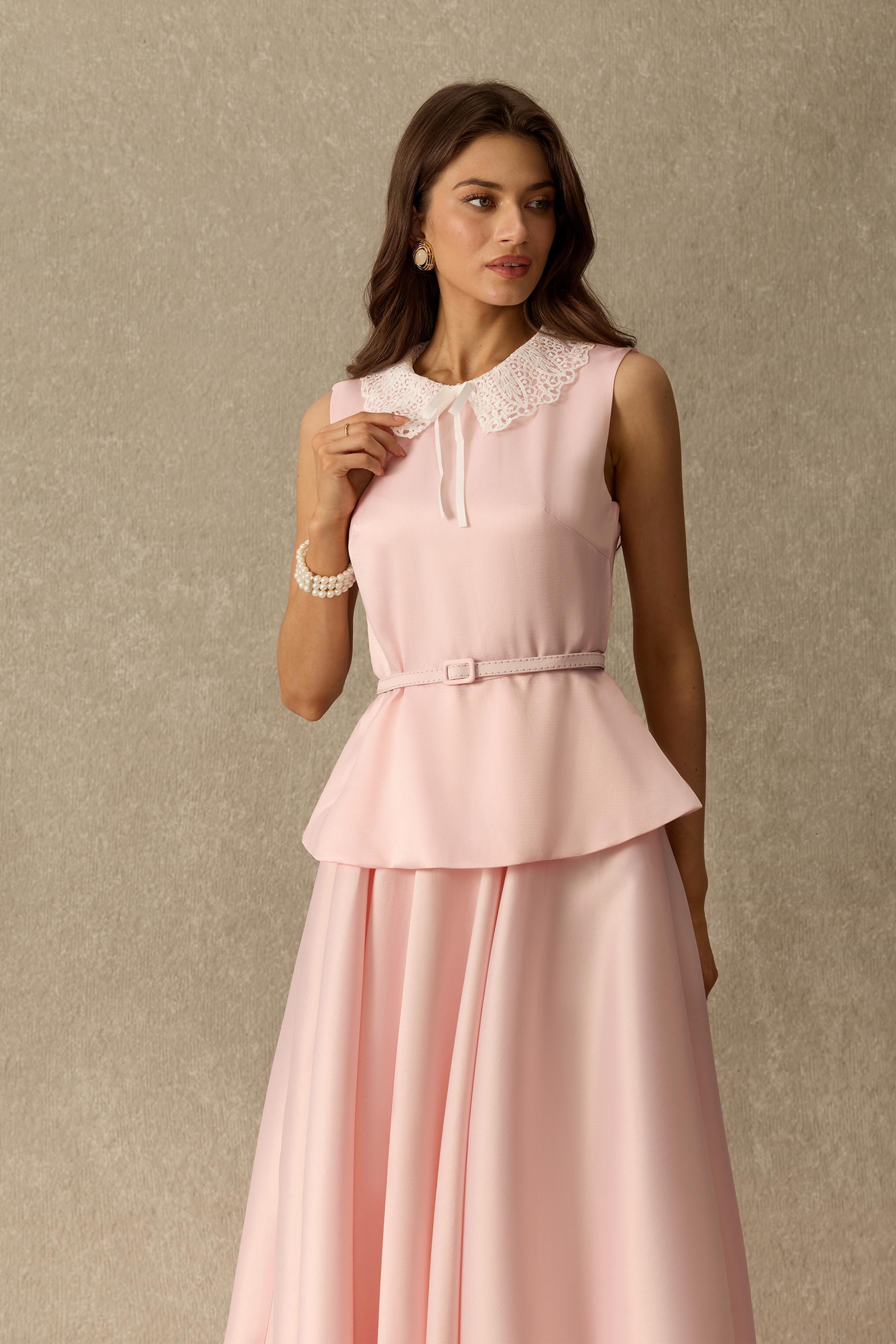 Sweet Nothings Sleeveless Lace Collar Maxi Dress