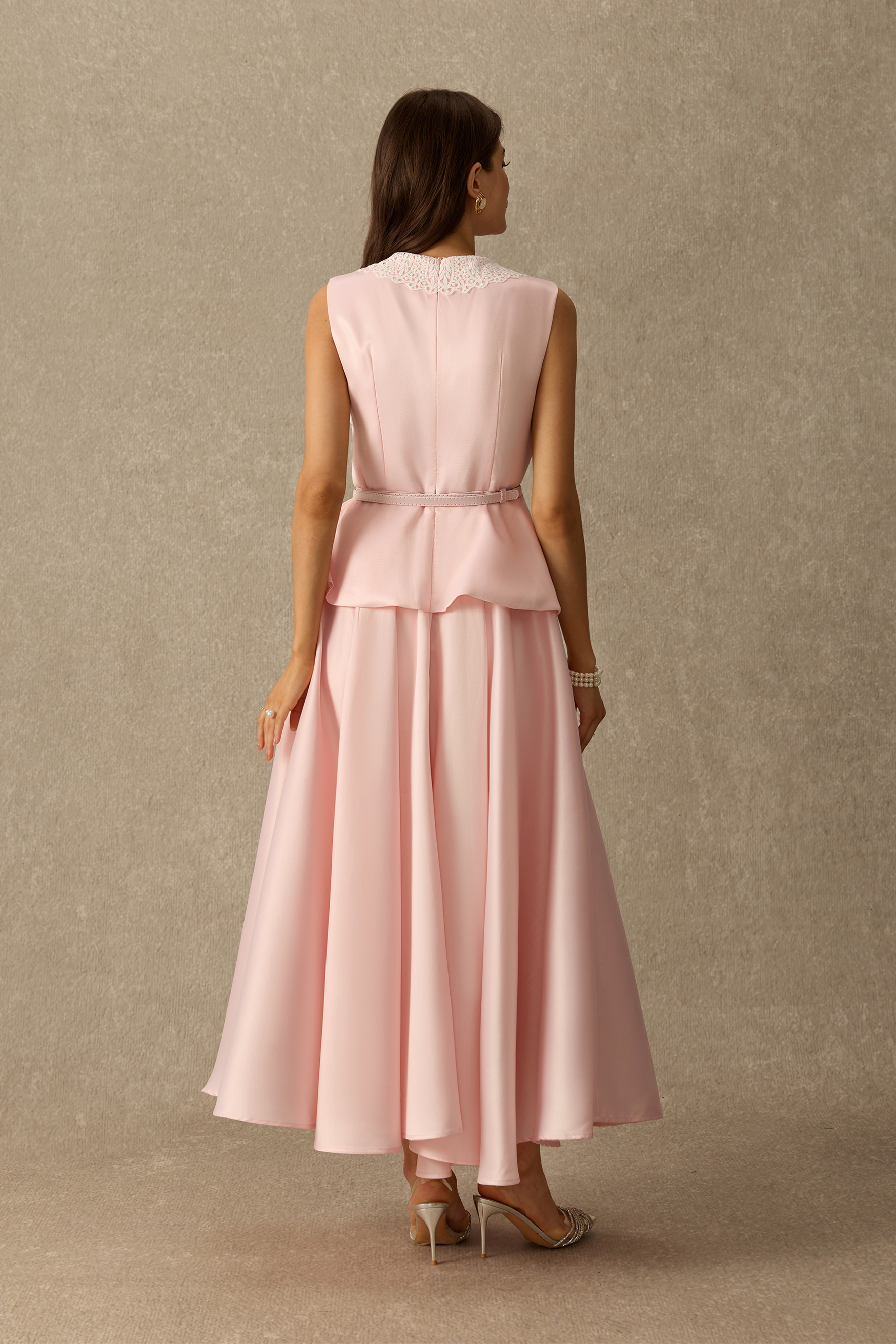 Sweet Nothings Sleeveless Lace Collar Maxi Dress