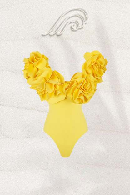 swimwear-Susan Sculpt Flower Two-pieces Swim Set-SW00612262082-Yellow-S - Sunfere