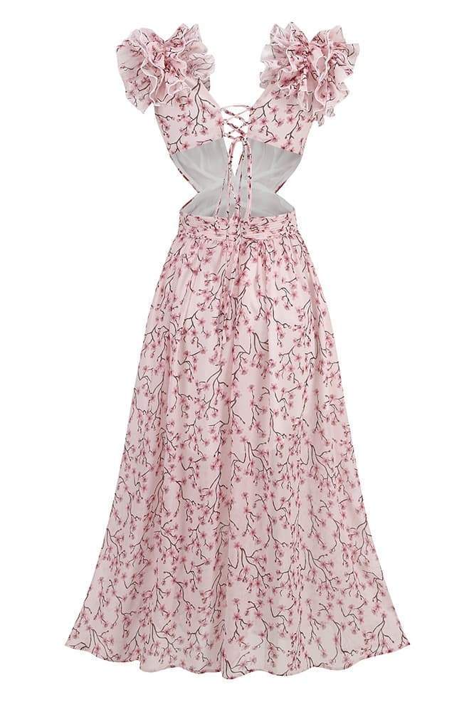 Suzanne Floral Printed Cut-out Maxi Dress-Sunfere