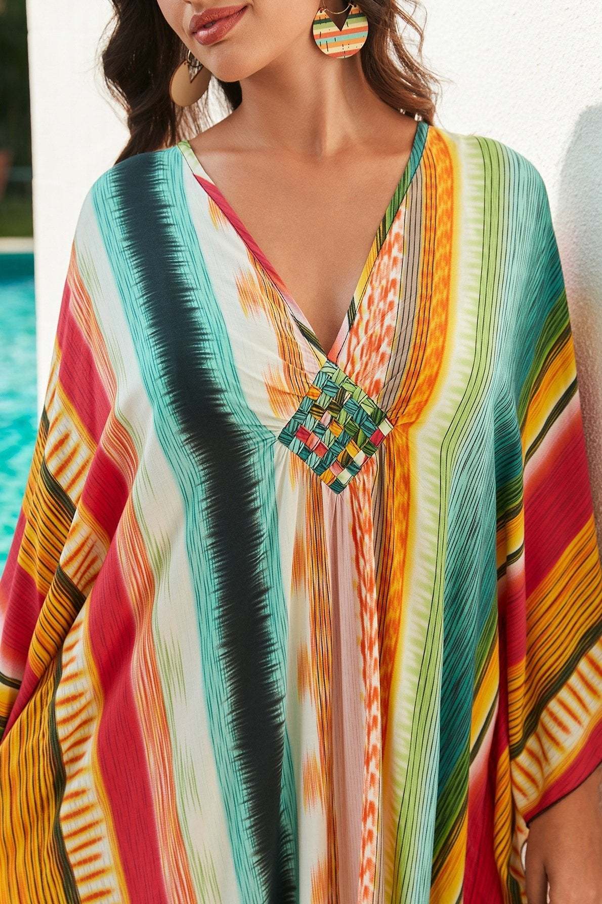 swimwear-Tanya Rainbow Printed Maxi Kaftan-SW00601172148-Multi-One Size - Sunfere