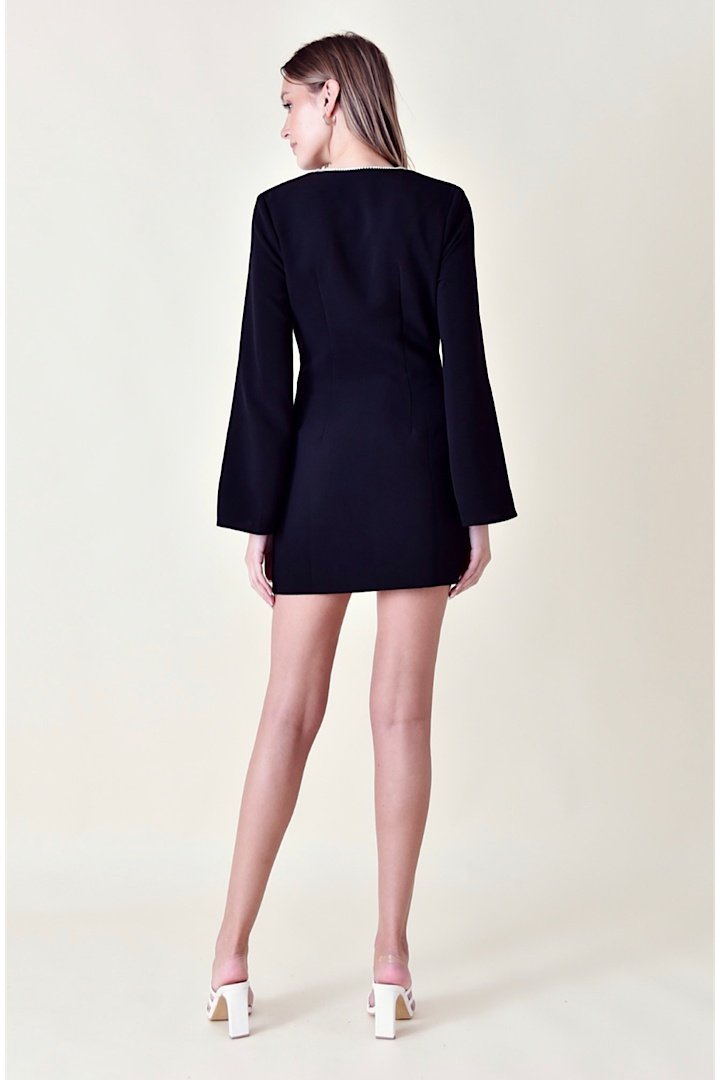 Thera V-neck Diamante Mini Dress-Sunfere