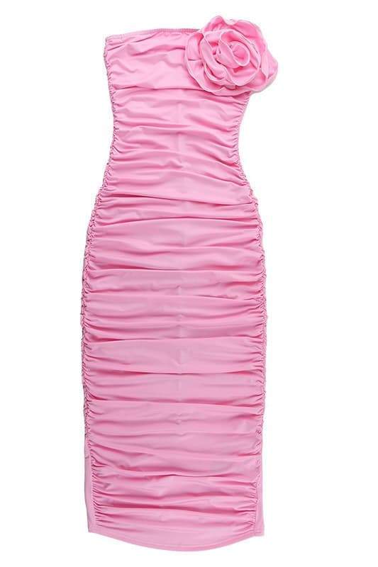 Tina Flower Strapless Midi Dress-Sunfere