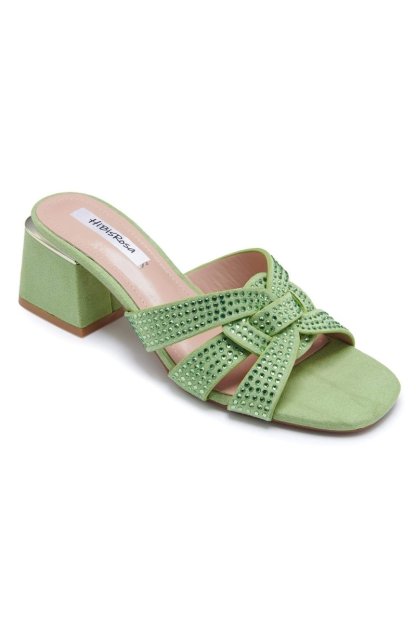 shoes-Trixie Diamante Suede Mules-SSH00603292564-Green-37 - Sunfere