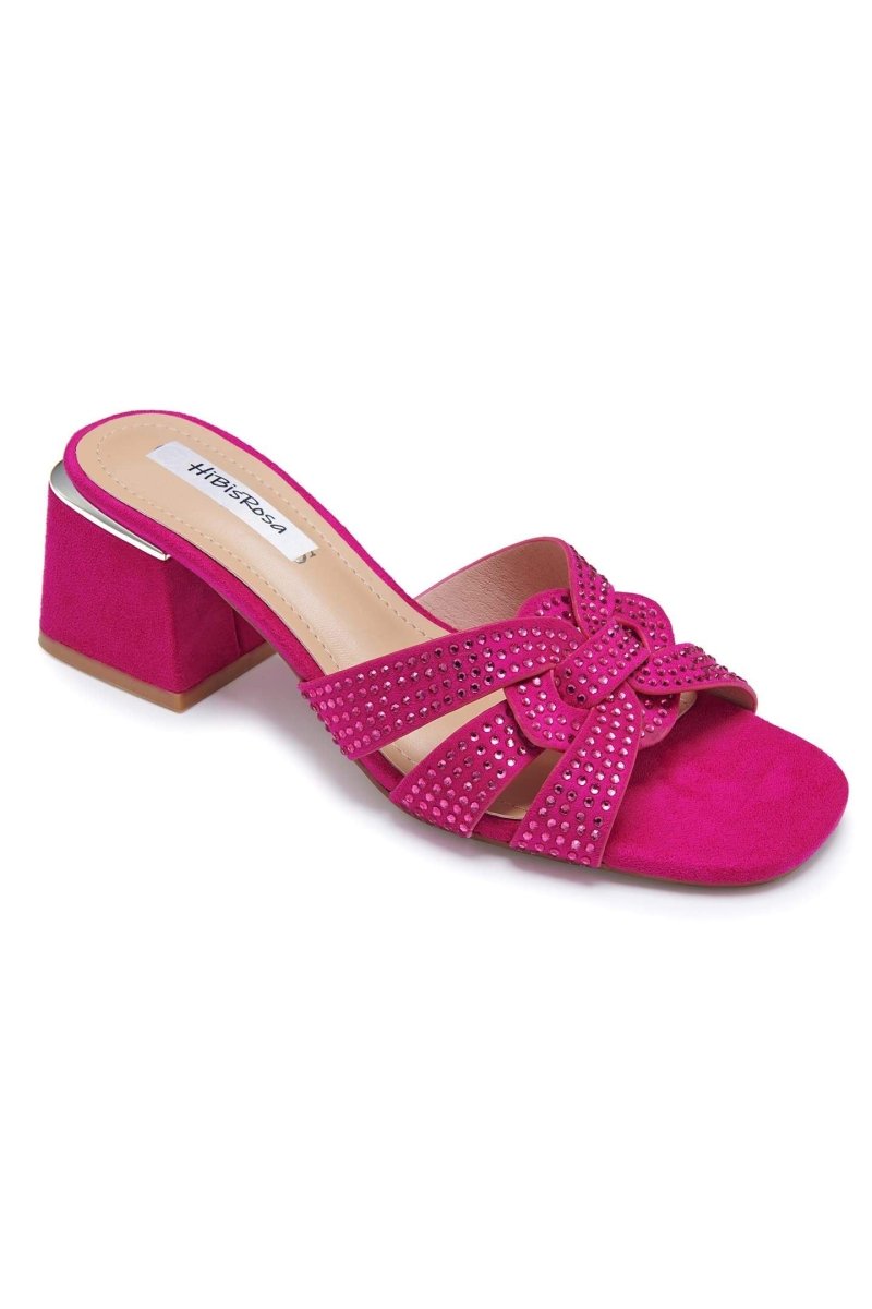 shoes-Trixie Diamante Suede Mules-SSH00603292564-Hot Pink-37 - Sunfere