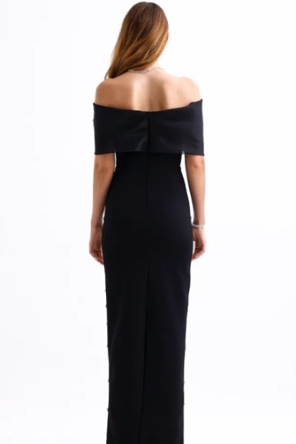 Griselda Off Shoulder Crystal Embellished Maxi Dress