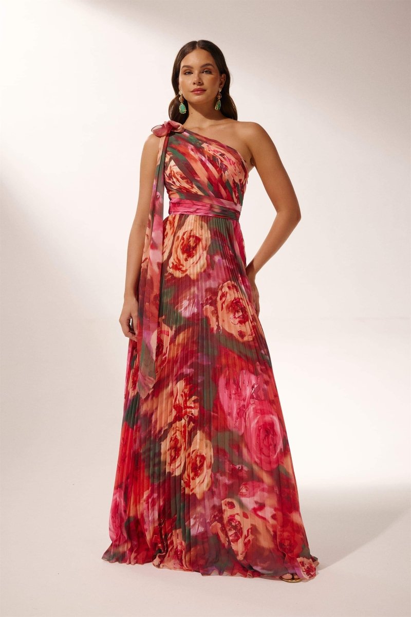 Valerie Pleated One-shoulder Maxi Dress-Sunfere