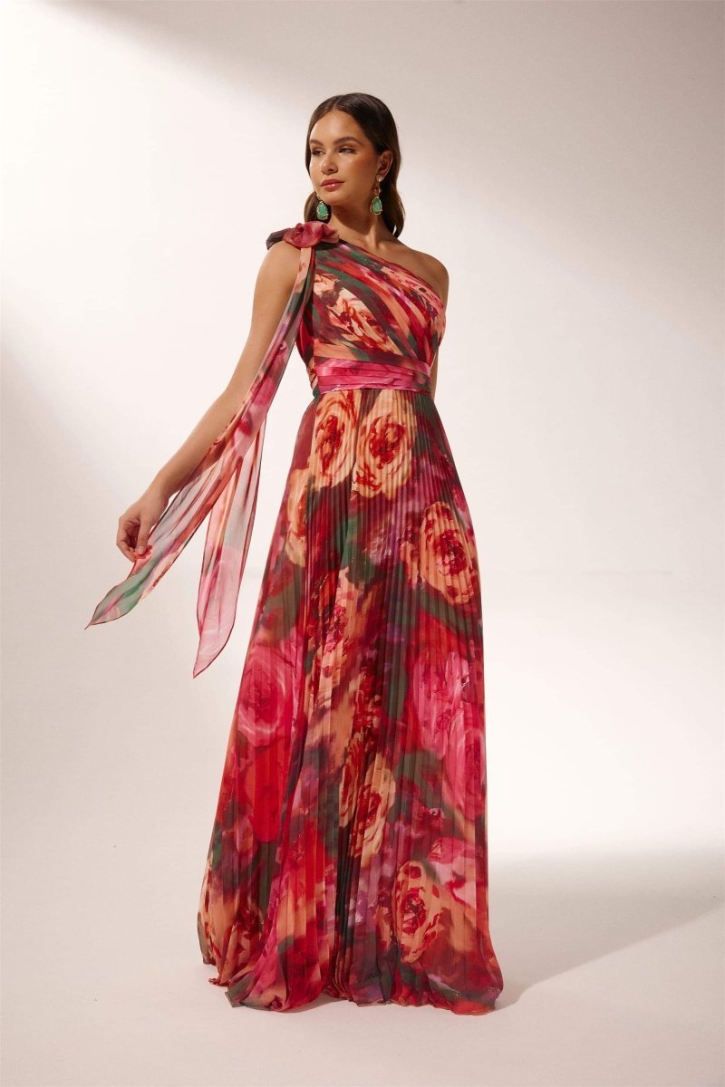 Valerie Pleated One-shoulder Maxi Dress-Sunfere