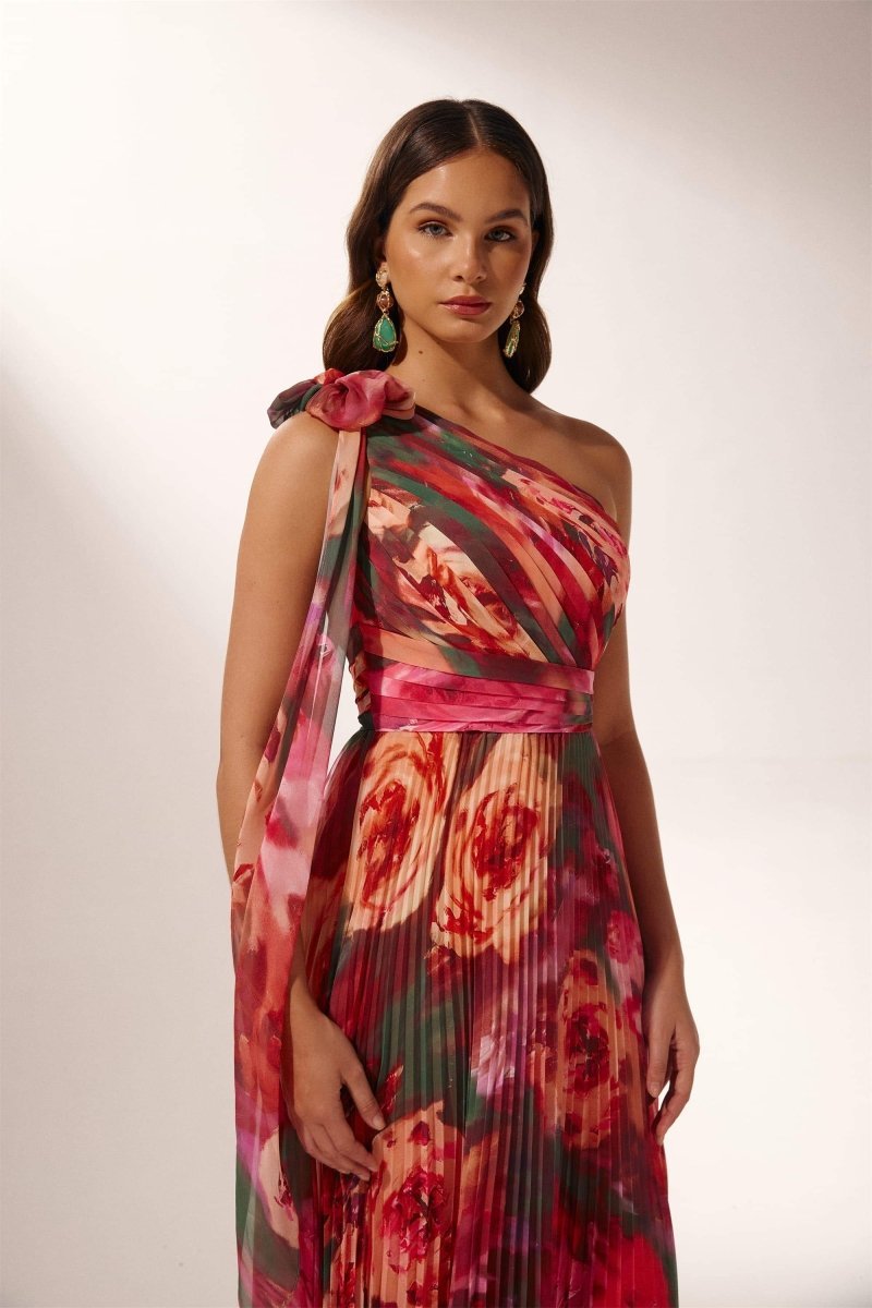 Valerie Pleated One-shoulder Maxi Dress-Sunfere