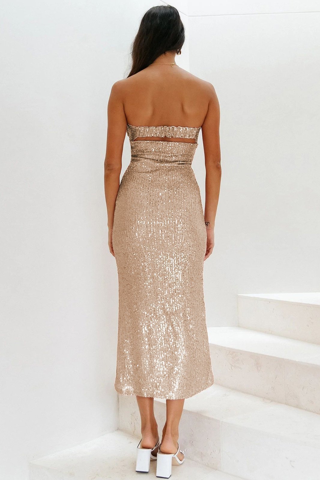 dresses-Venus Sequins Strapless Midi Dress-SD00210311836-Apricot-S - Sunfere