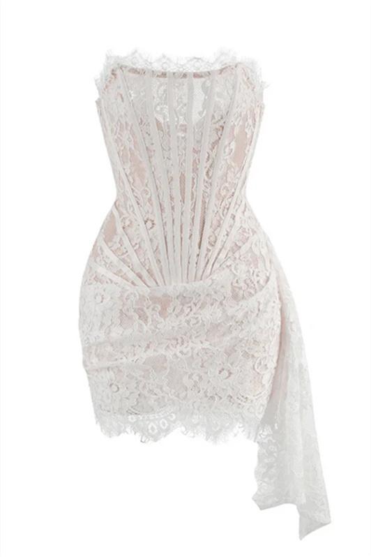 Venus Strapless Lace Corset Mini Dress-Sunfere
