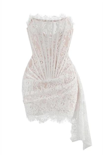 Venus Strapless Lace Corset Mini Dress-Sunfere