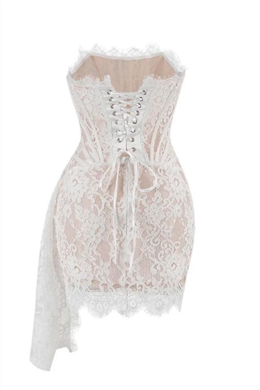 Venus Strapless Lace Corset Mini Dress-Sunfere