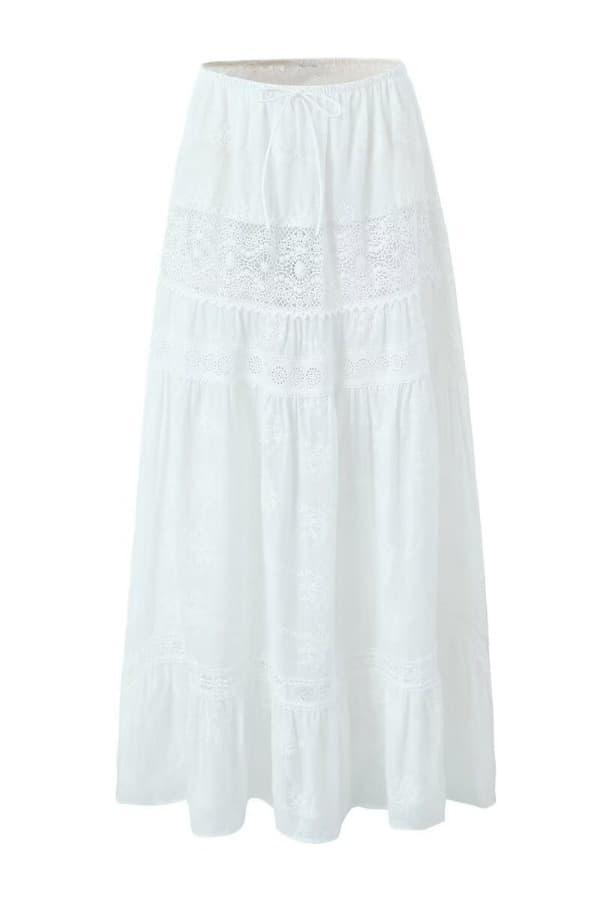 set-Vera Embroidered Lace Set-SS00603192486-White-Skirt-S - Sunfere