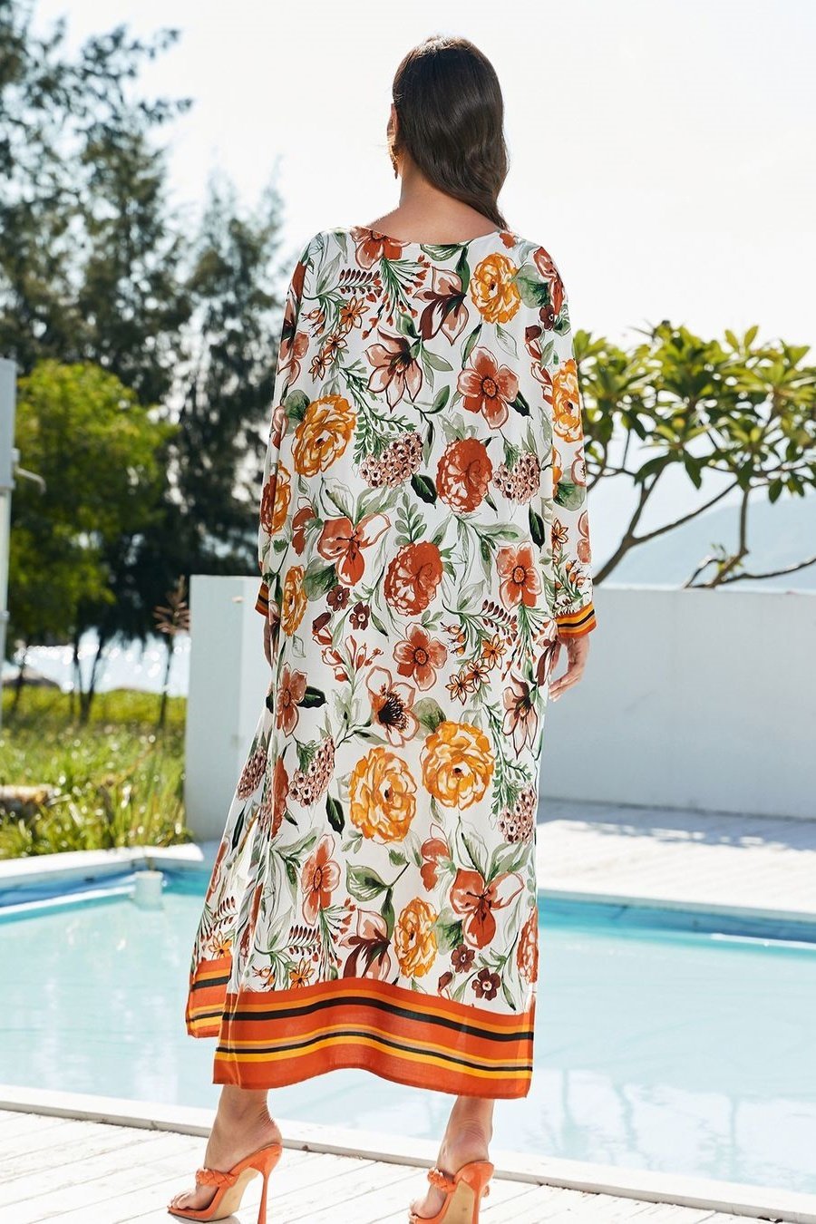 Vera Floral Printed Maxi Kaftan-Sunfere